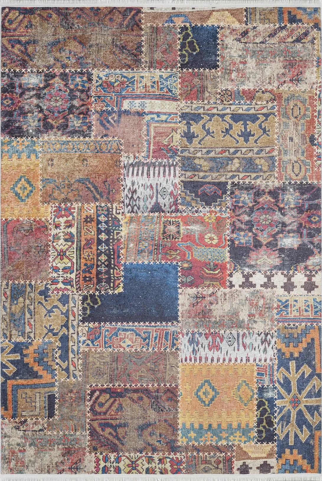 Çok Renkli Rustik Kilim Patchwork Halı