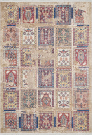 Pale Pink Cream Beige Geometric Patterned Kilim Rug