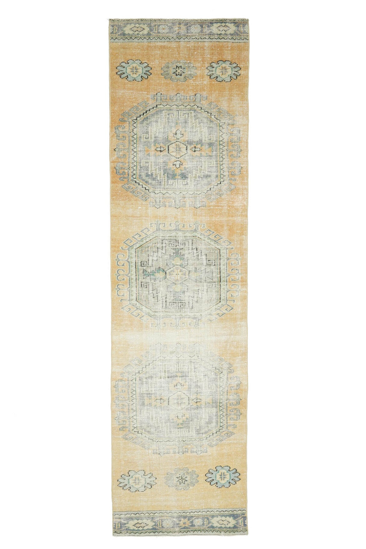 El yapımı vintage yolluk 89x340 cm oryantal desenli yün - farklı açıdan görünüm