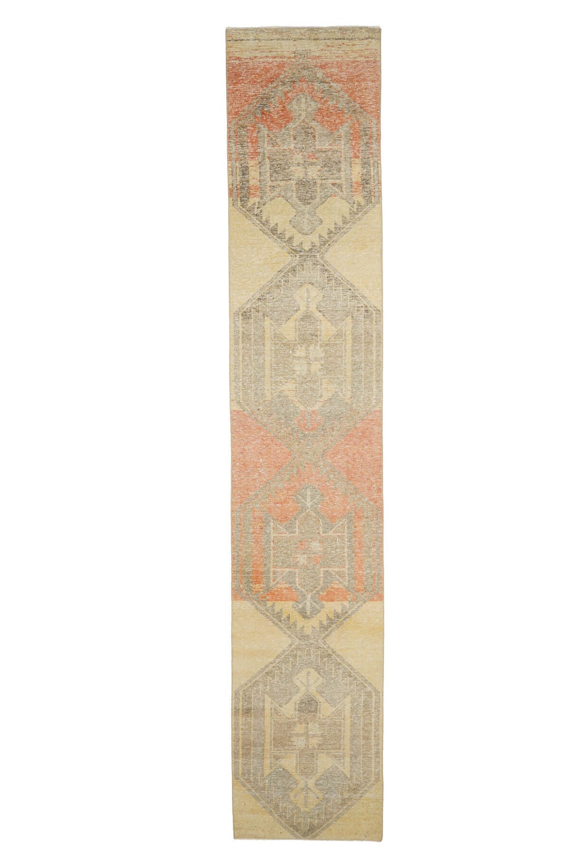 El yapımı vintage yolluk 71x409 cm tribal desenli yün - farklı açıdan görünüm