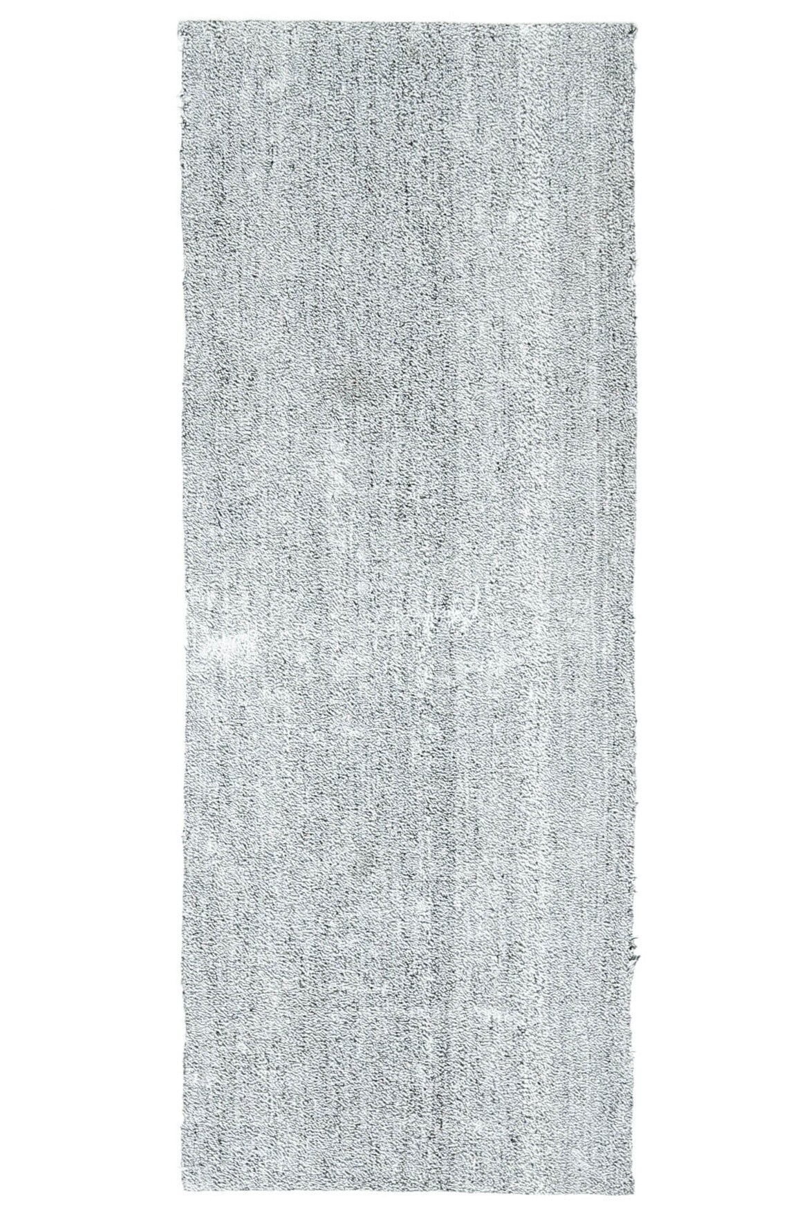 78x206 cm gri ve beyaz düz zeminli vintage kilim yolluk – üstten tam görünüm
