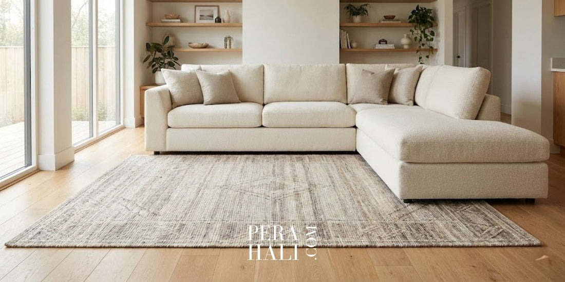 Krem Rengi Koltuk ile Gidecek En İyi Halı Renkleri ve Stiller