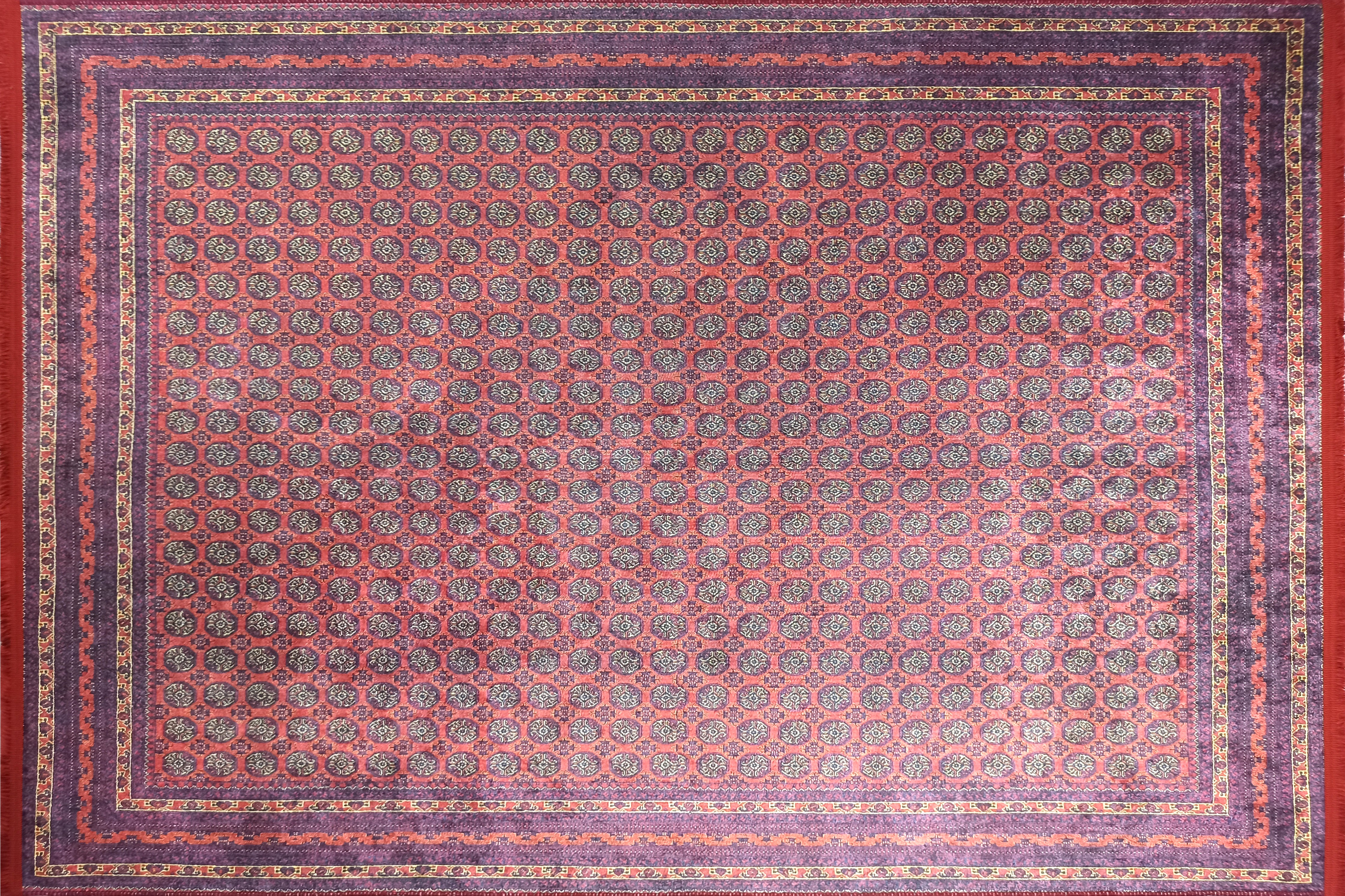 Pale Orange Beige Geometric Patterned Anatolian Kilim Carpet