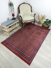 Pale Orange Beige Geometric Patterned Anatolian Kilim Carpet