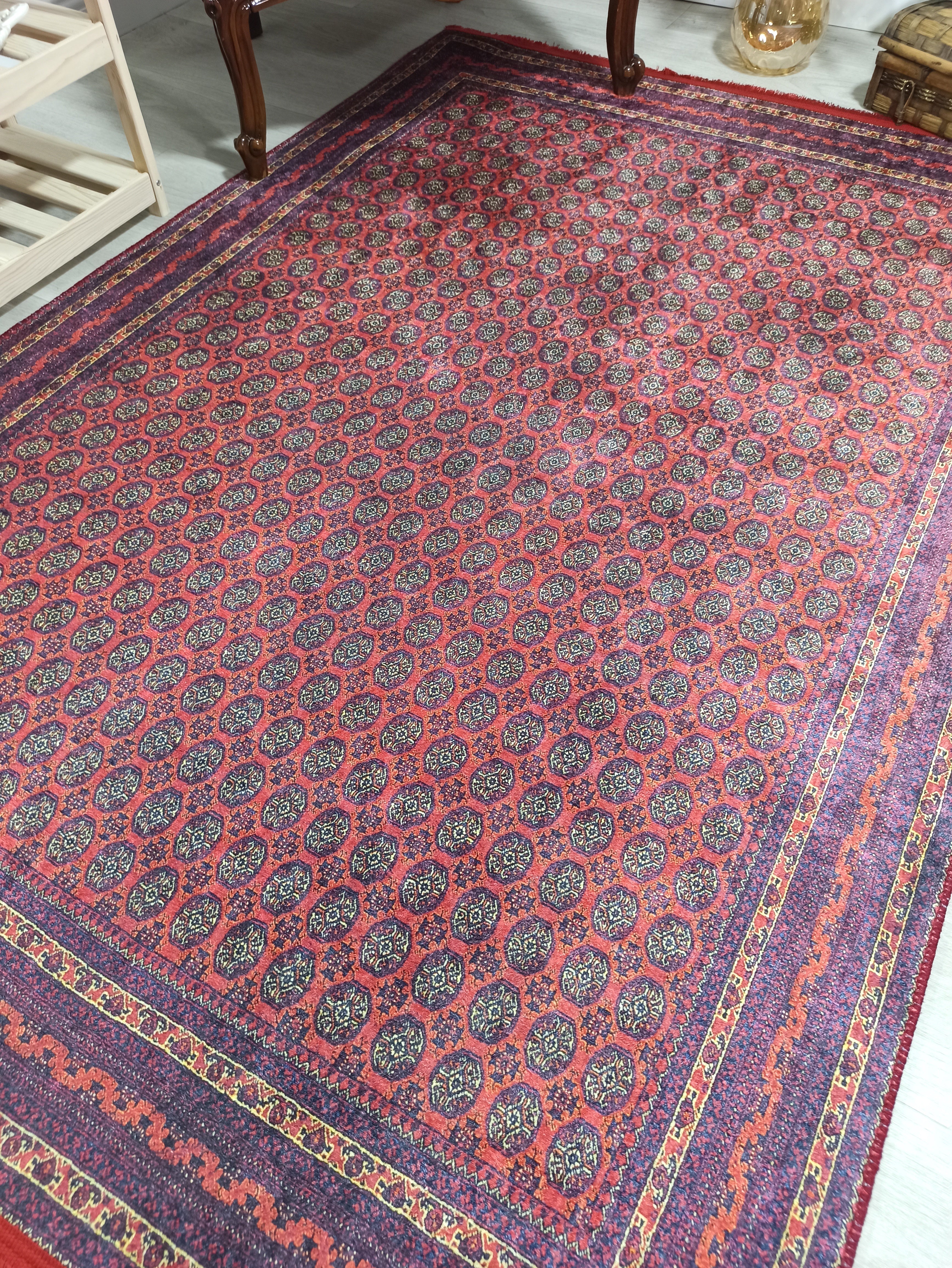 Pale Orange Beige Geometric Patterned Anatolian Kilim Carpet - CLEARANCE - 46OU