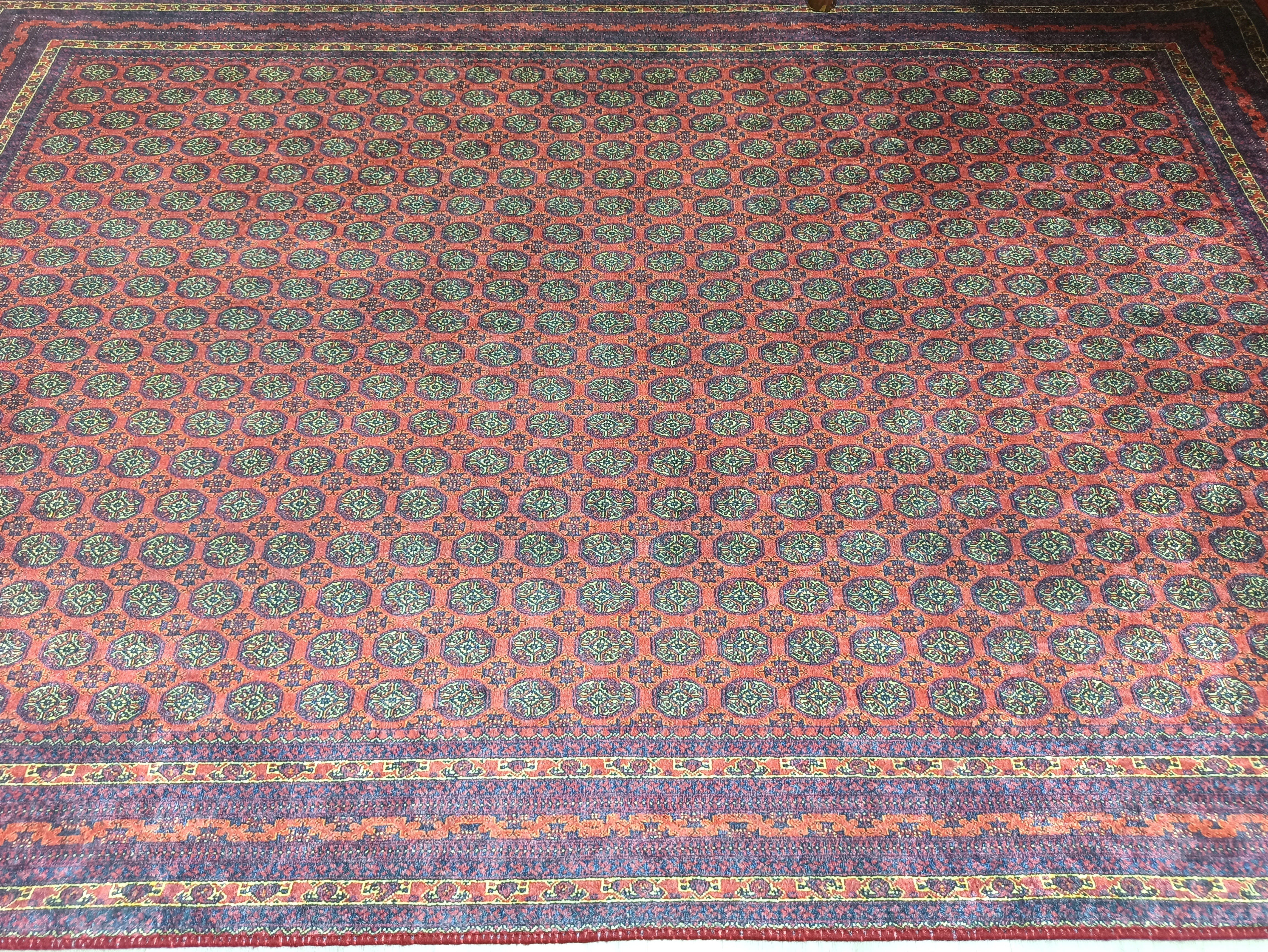 Pale Orange Beige Geometric Patterned Anatolian Kilim Carpet