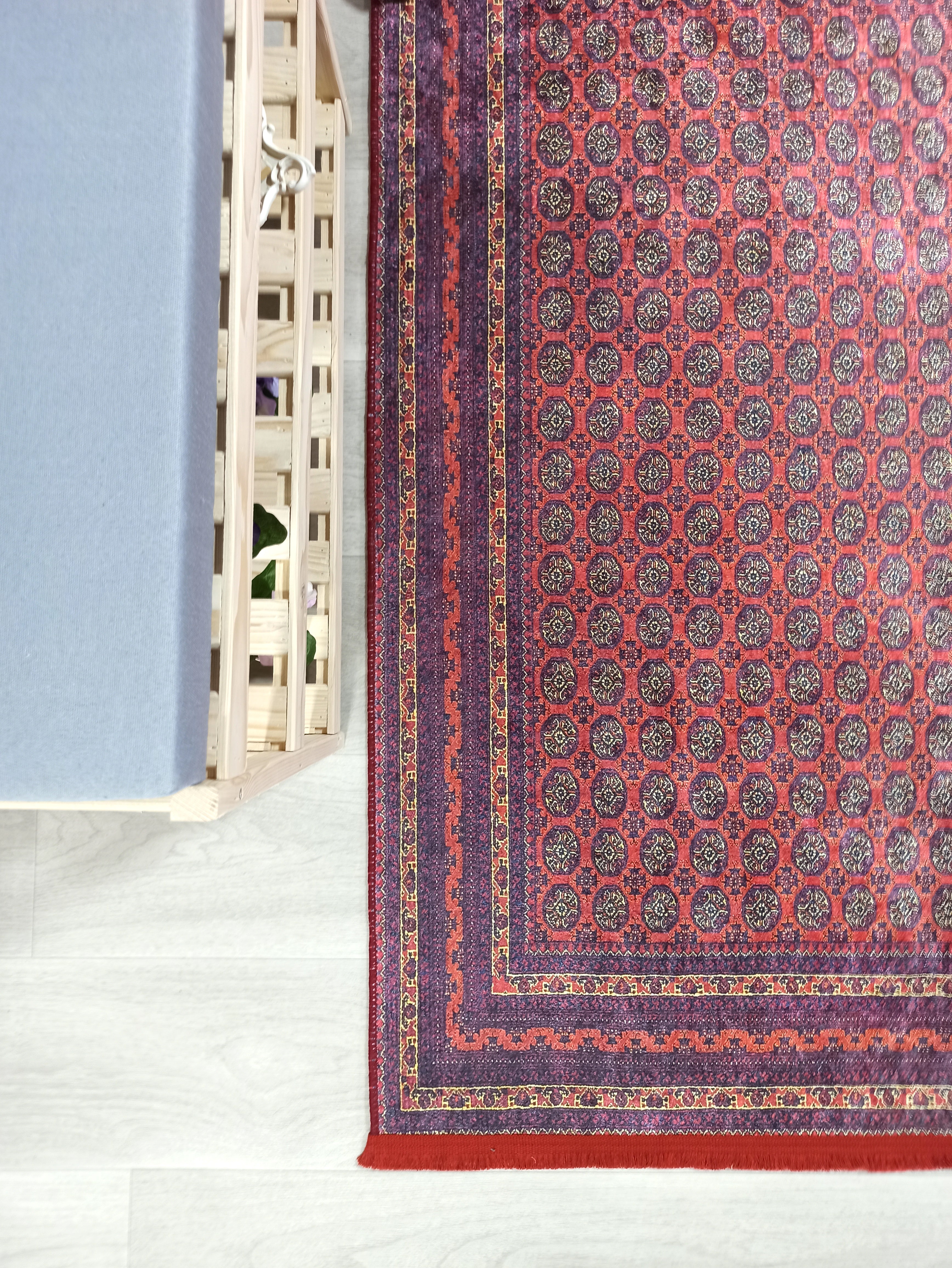 Pale Orange Beige Geometric Patterned Anatolian Kilim Carpet