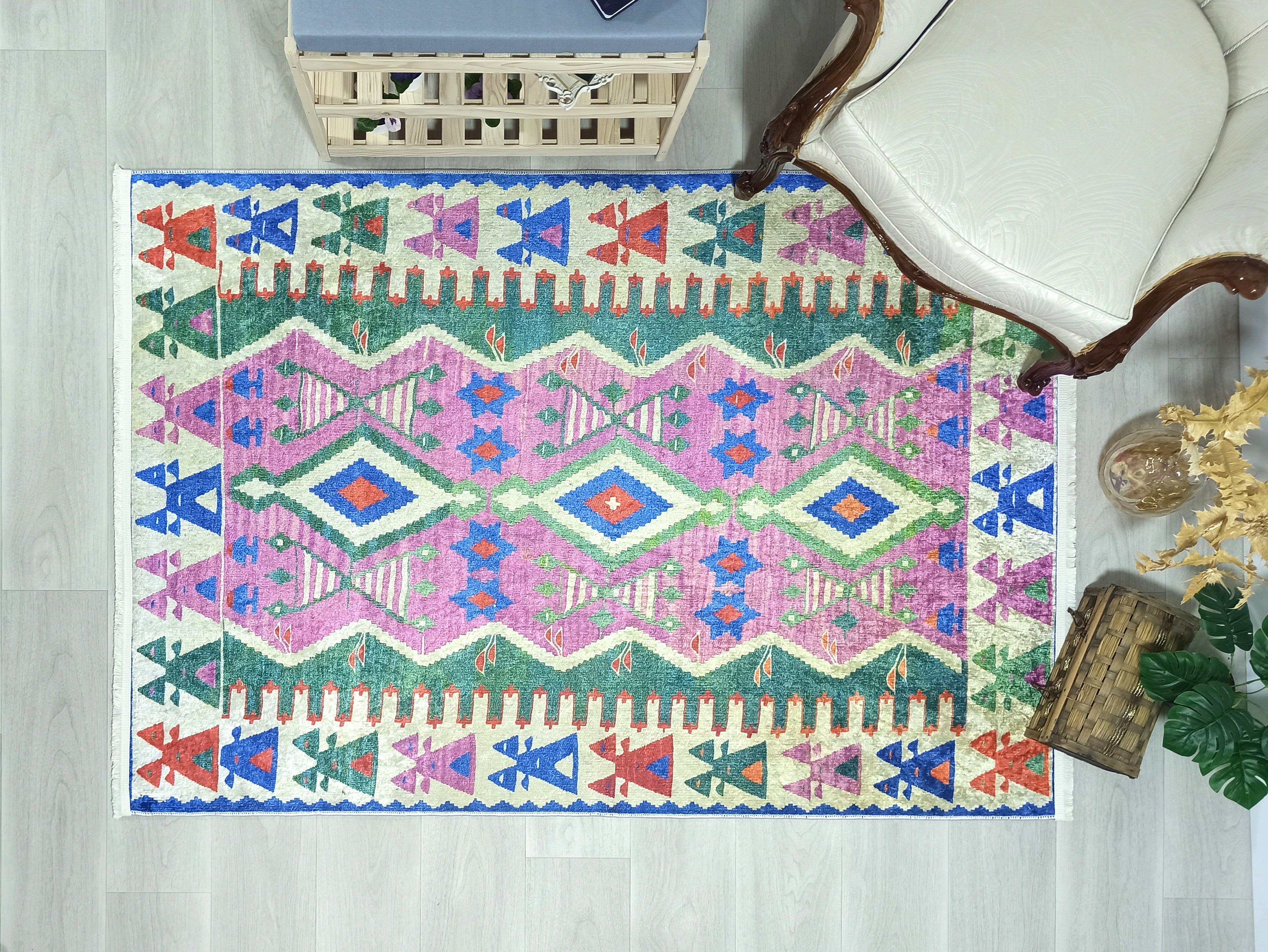 Kilim Tarzı Çok Renkli Modern Bohem Halı - Pera Halı