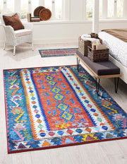 Kilim Tarzı Çok Renkli Modern Çizgili Halı - Pera Halı