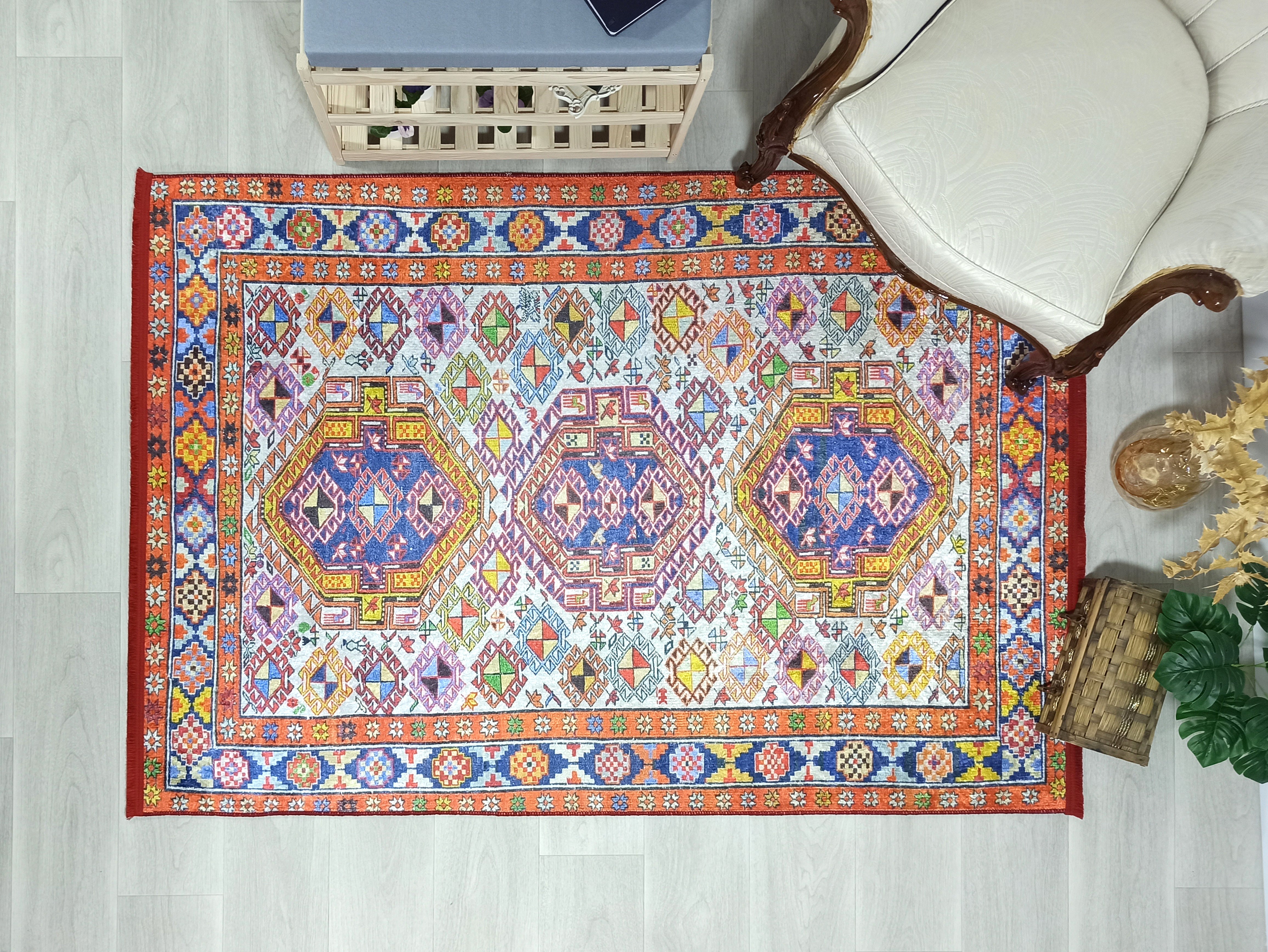 İran Doğal Bej Renkli Vintage Halı - Pera Halı