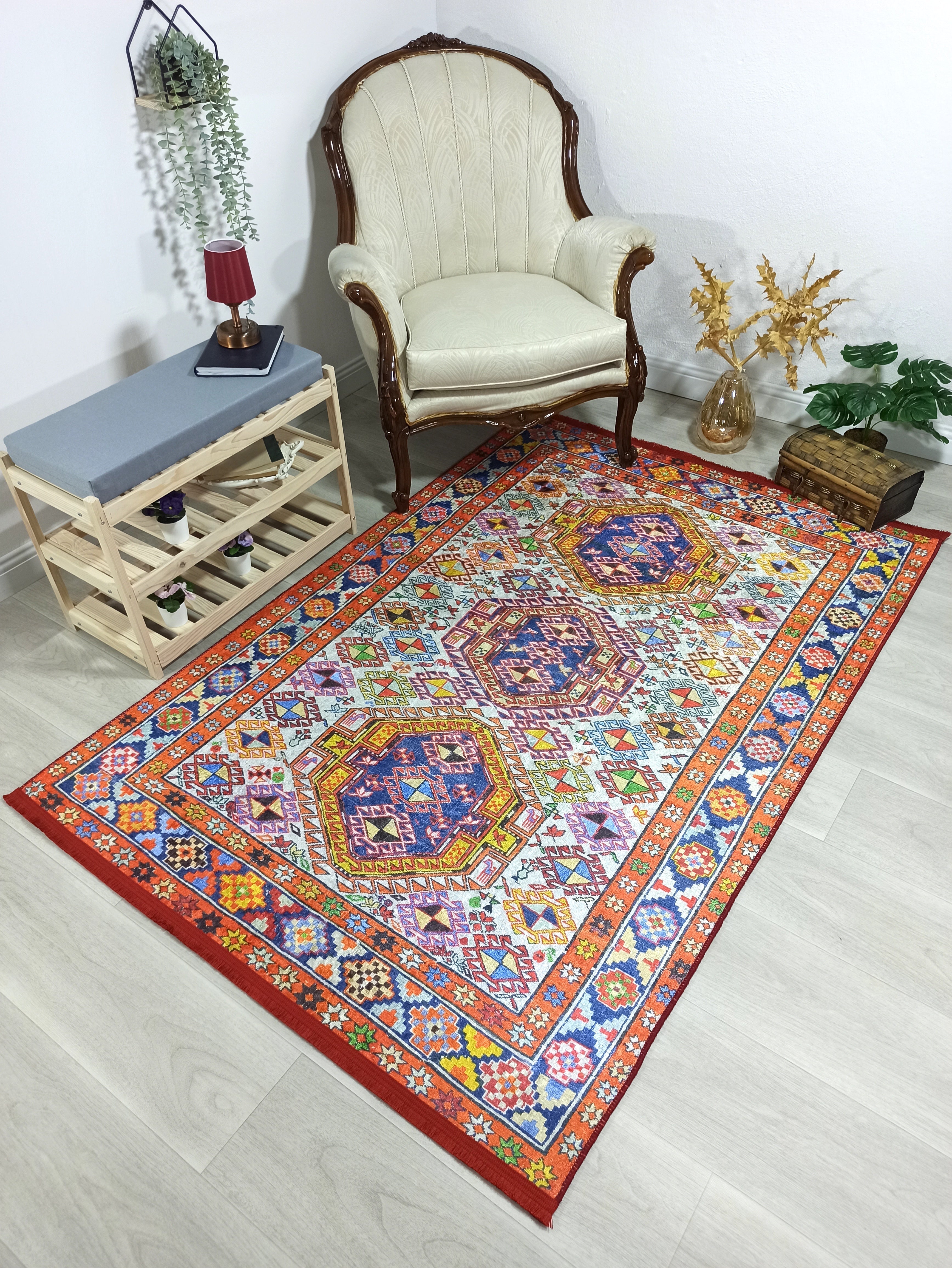 İran Doğal Bej Renkli Vintage Halı - Pera Halı