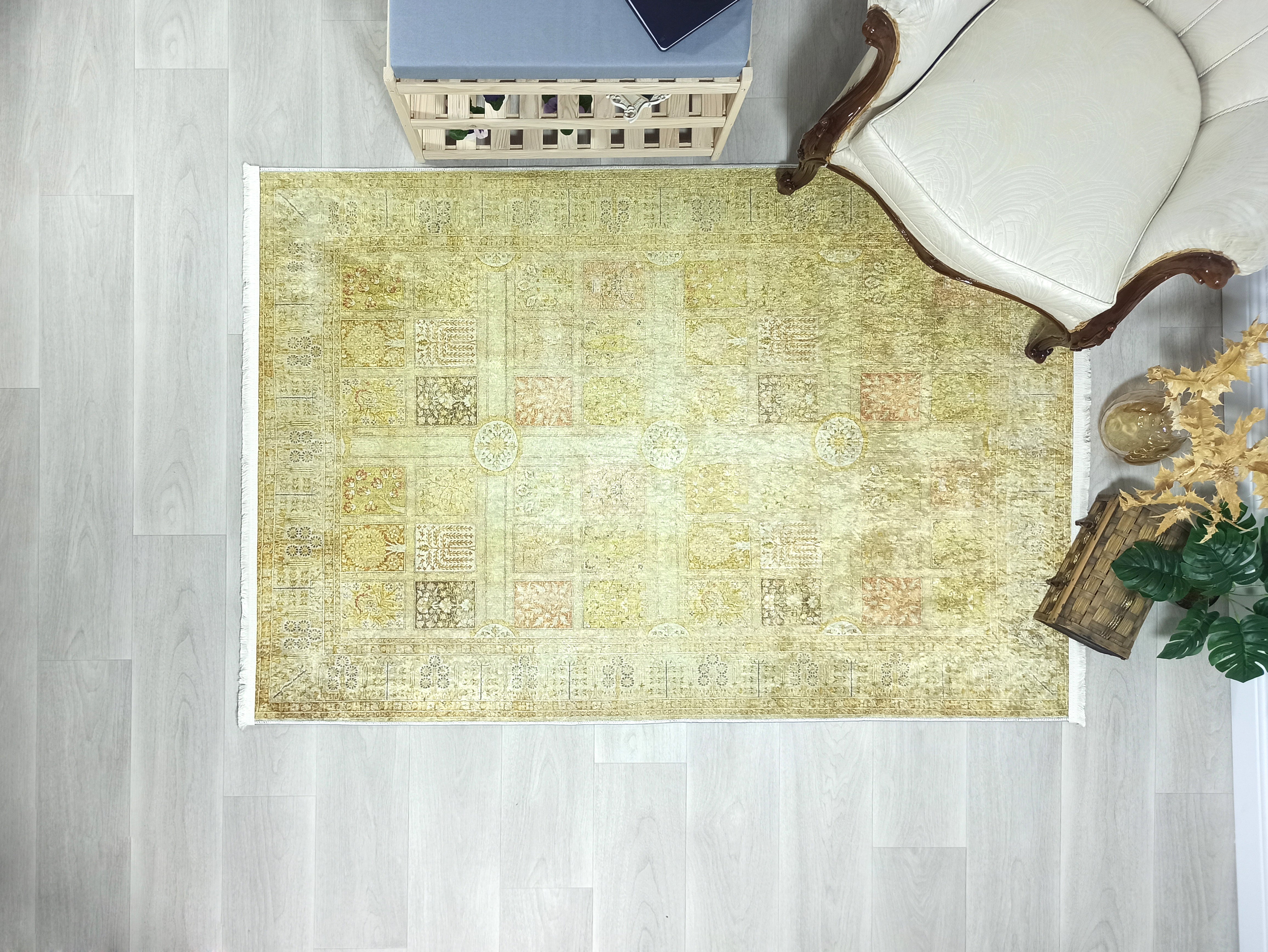 Sarı & Yeşil Vintage Koridor Halısı - Pera Halı