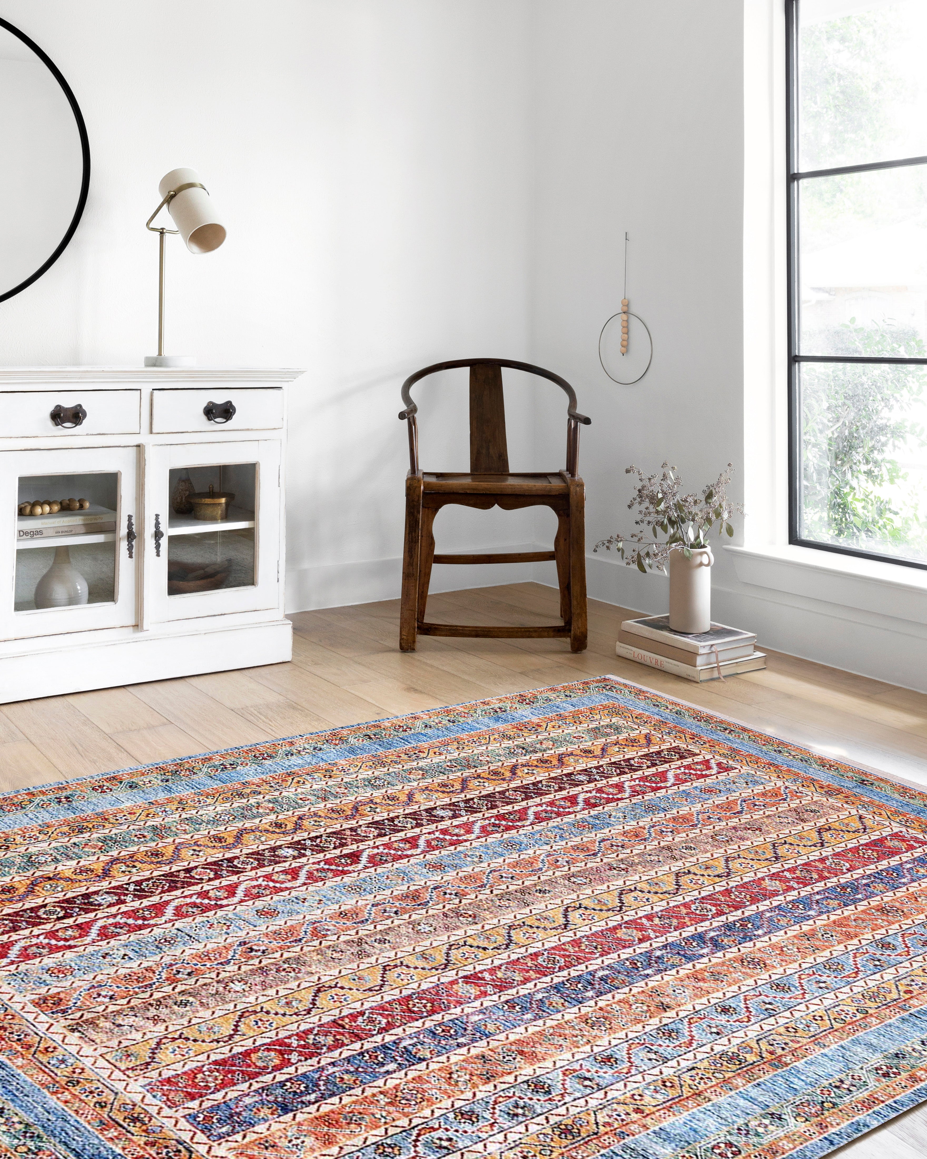 Renkli Çizgili Vintage Halı - Pera Halı