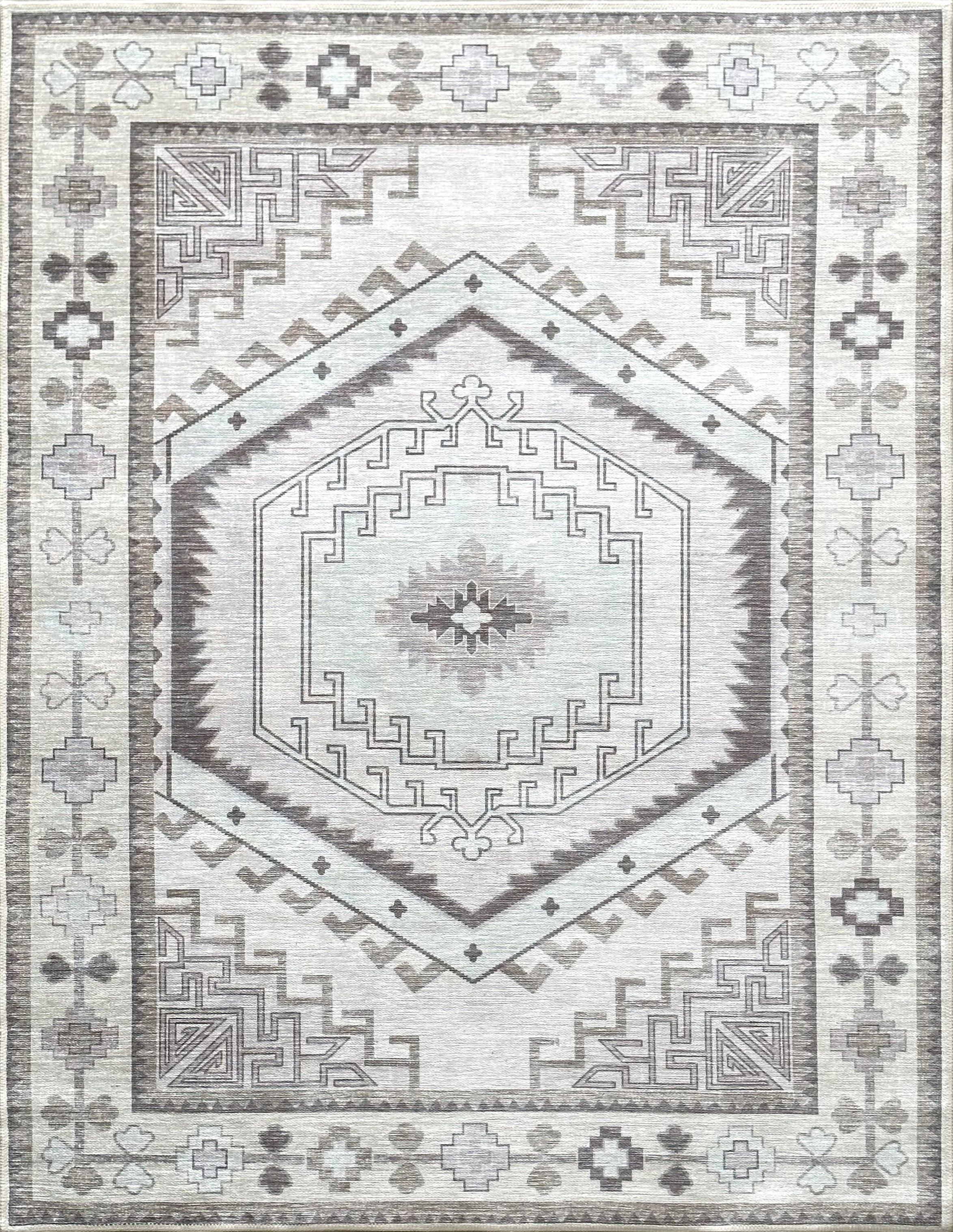 Uşak Blau-Roter Vintage-Kelim-Teppich