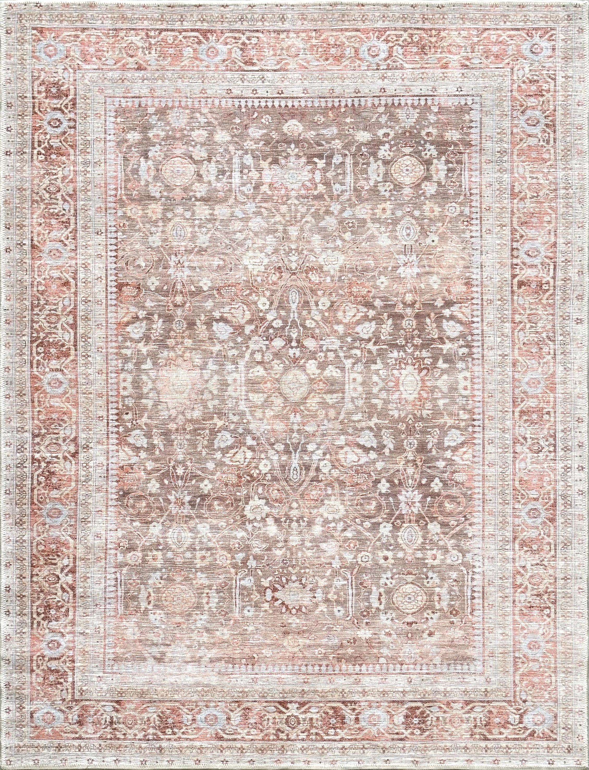 Uşak Blau-Roter Vintage-Kelim-Teppich