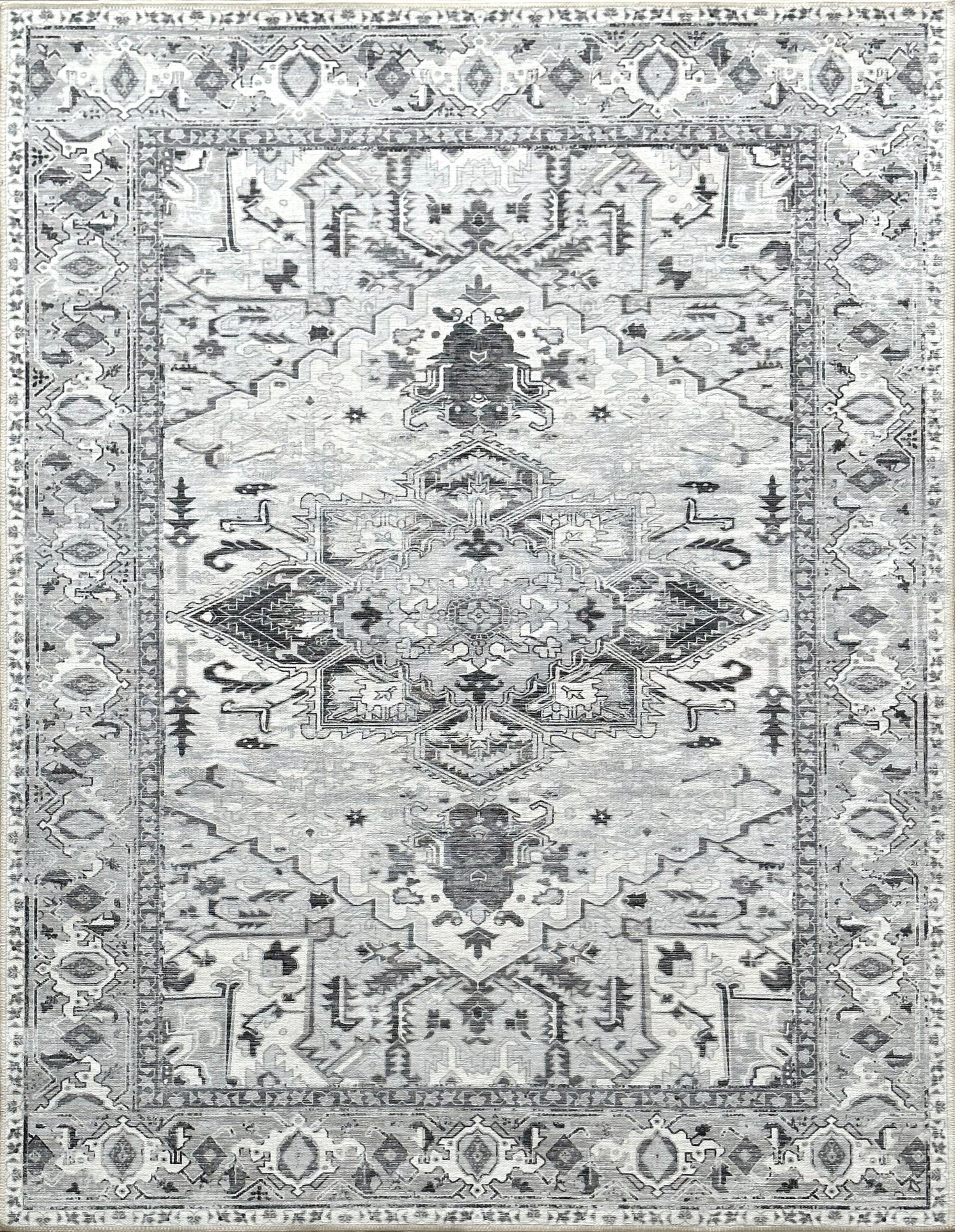 Uşak Blau-Roter Vintage-Kelim-Teppich