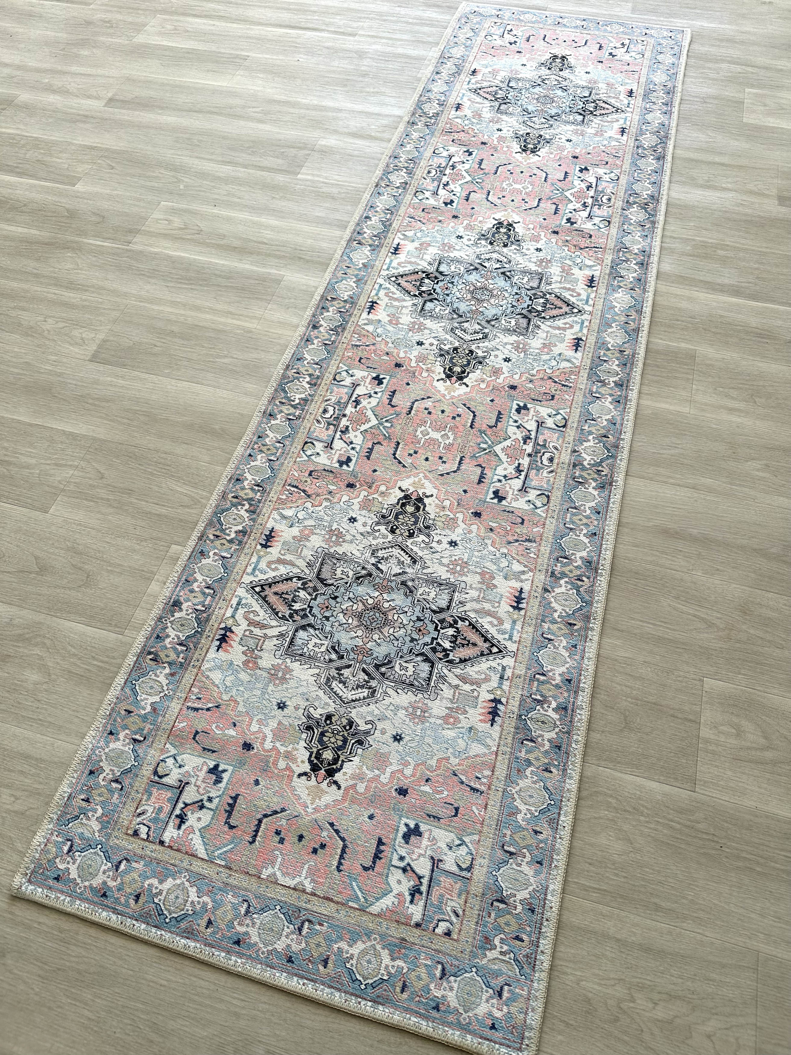 Uşak Blue Red Vintage Kilim Carpet