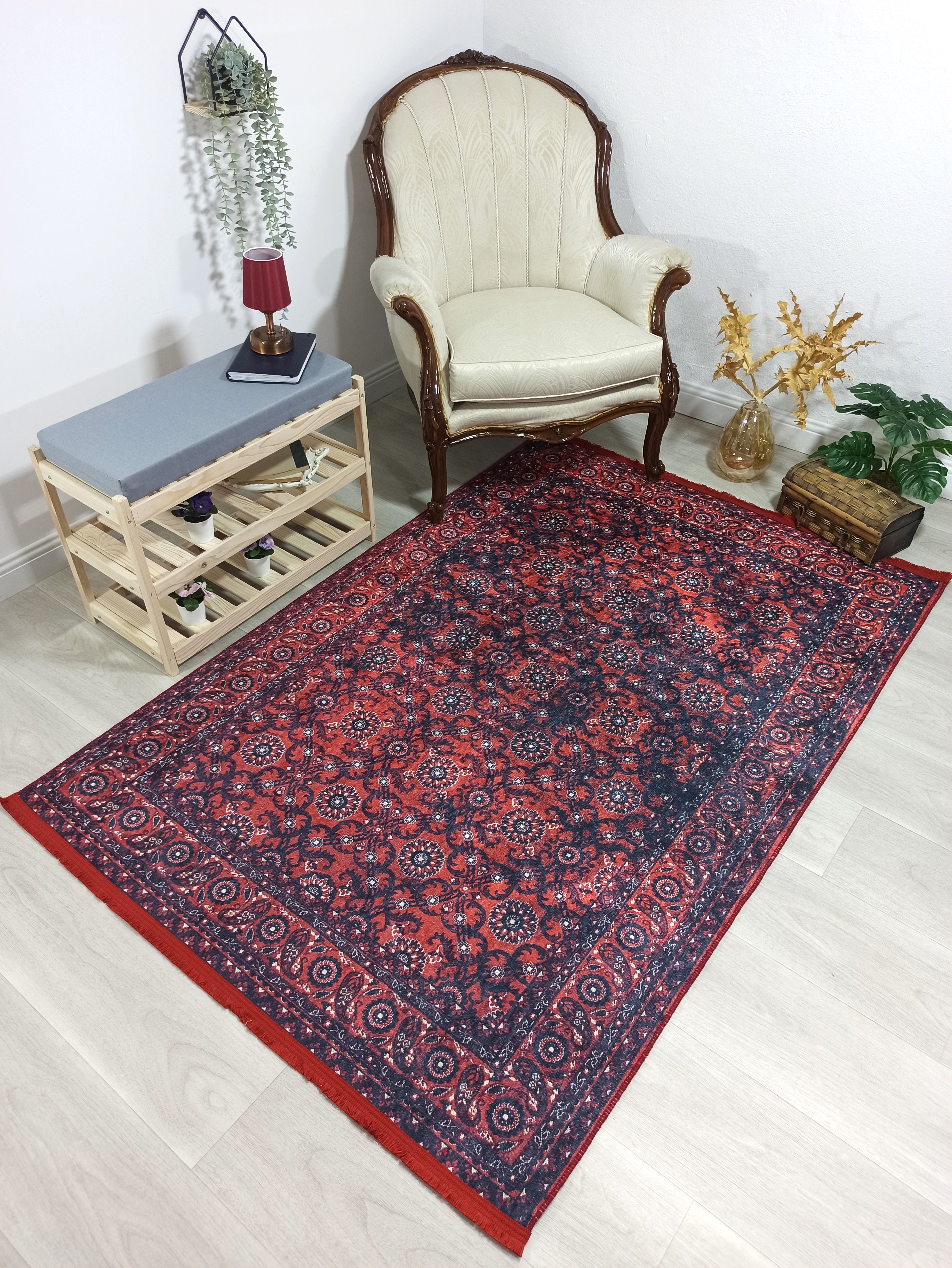 İran Kırmızı Uşak Vintage Tarzı Koridor Halısı - Pera Halı