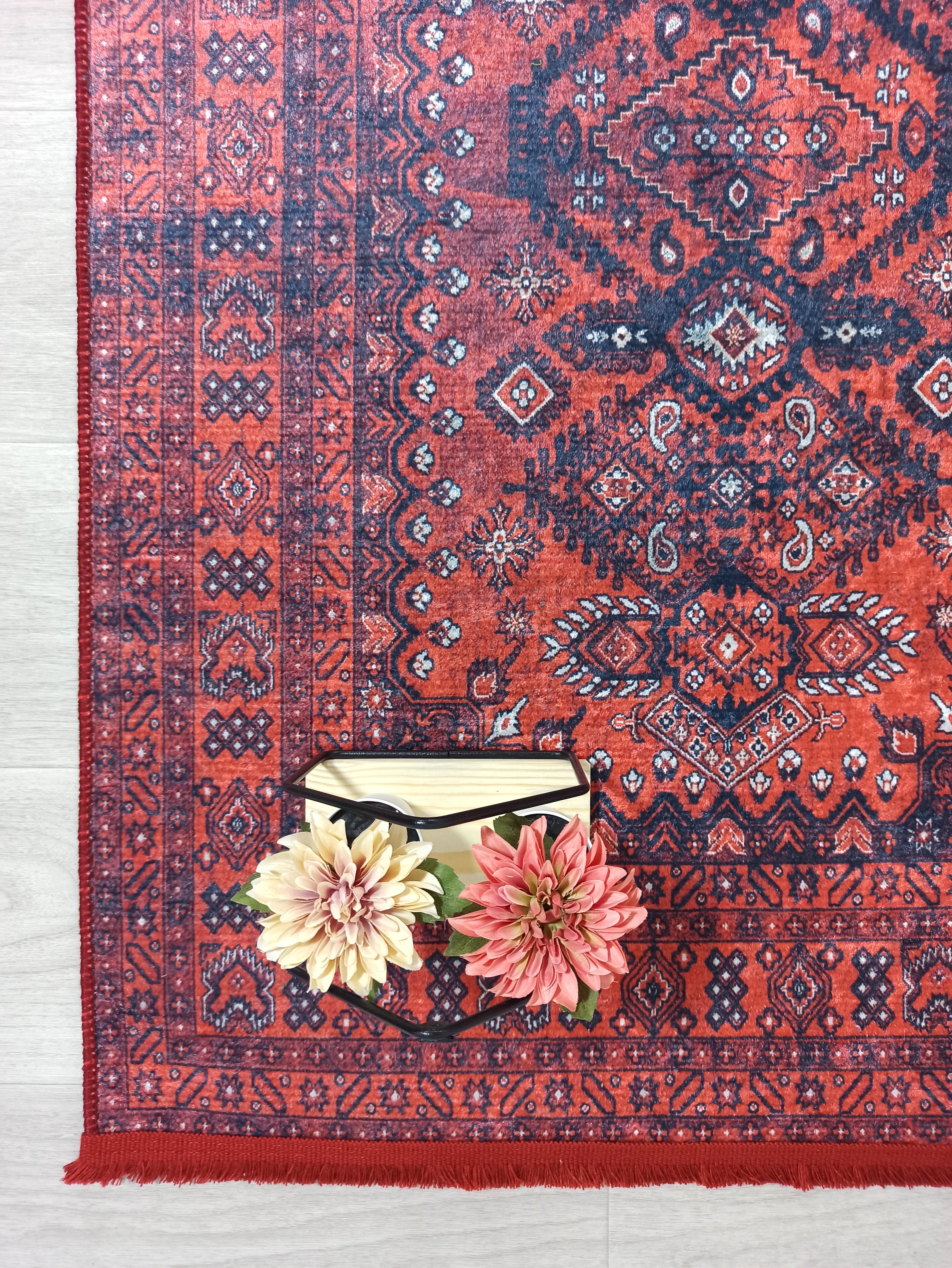 Uşak Madalyon Bordo Kızıl Halı - Pera Halı