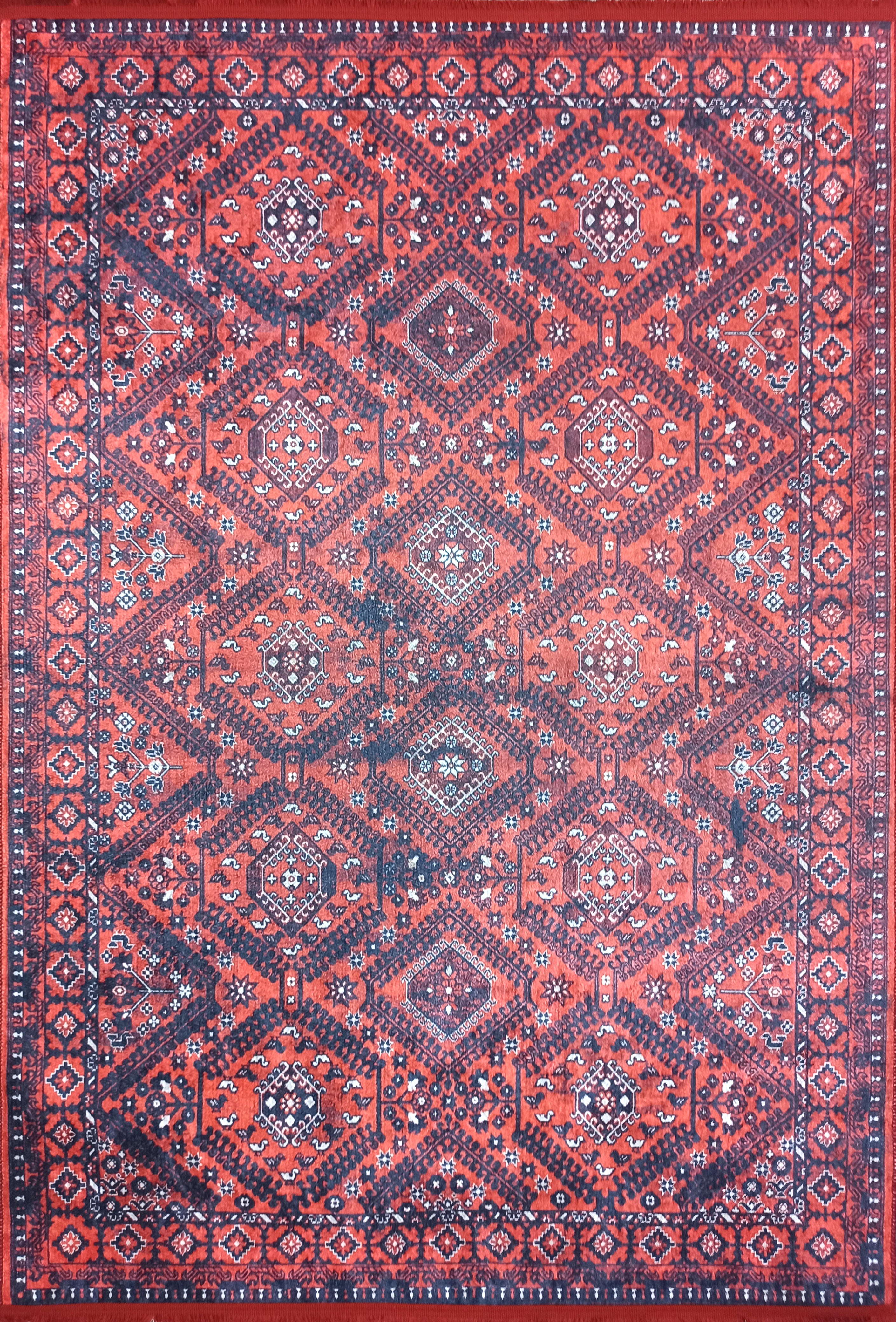 Blassrosa, cremebeige, geometrisch gemusterter Kelim-Teppich