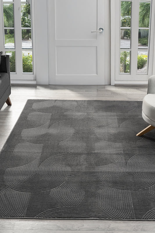 Anthracite Modern Non-Slip Based Short Pile Washable Carpet