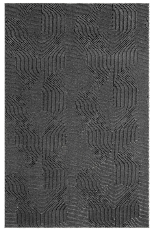 Anthracite Modern Non-Slip Based Short Pile Washable Carpet