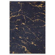 Siyah ve Altın Mermer Desenli Modern Lüks Halı