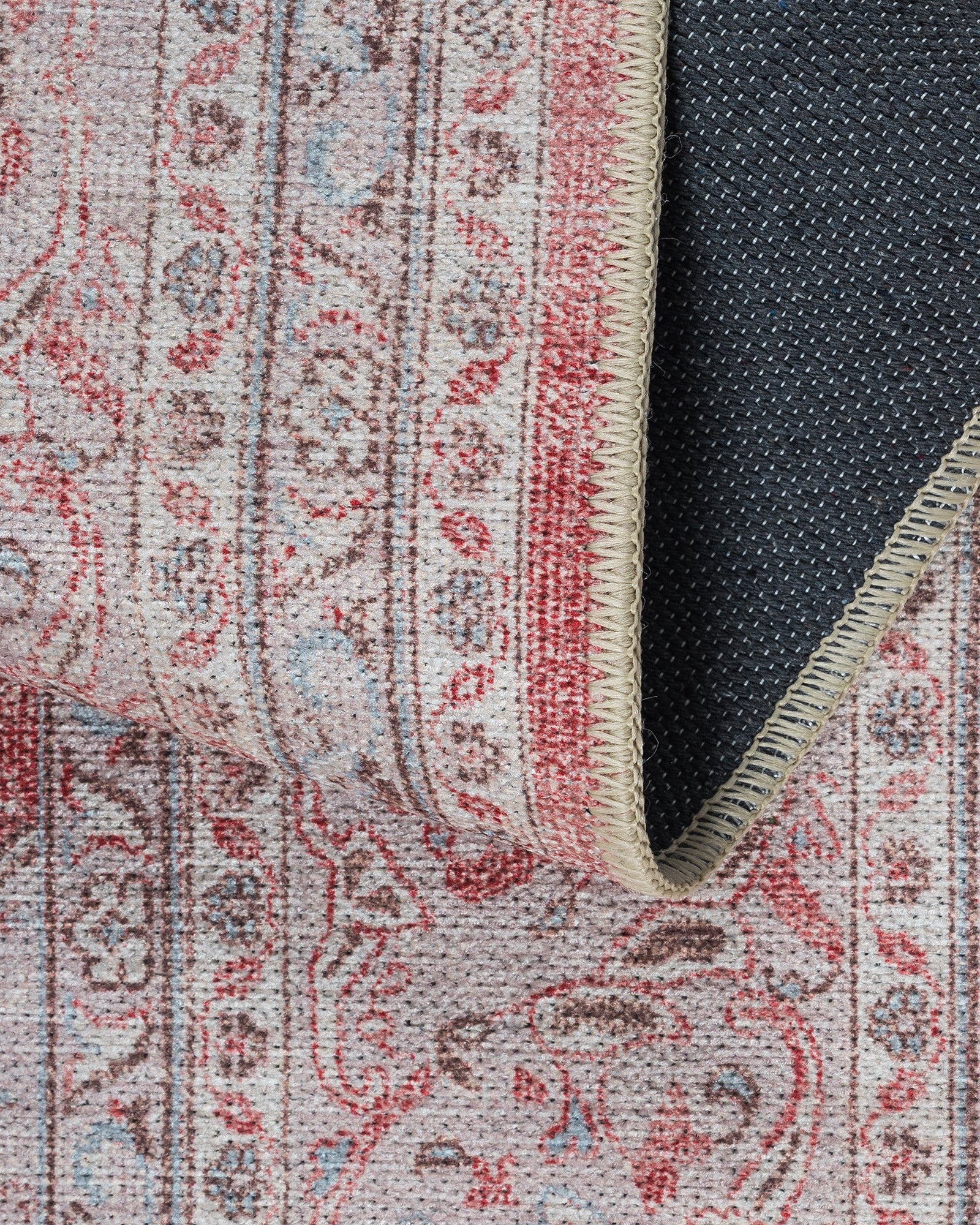 Uşak Blau-Roter Vintage-Kelim-Teppich