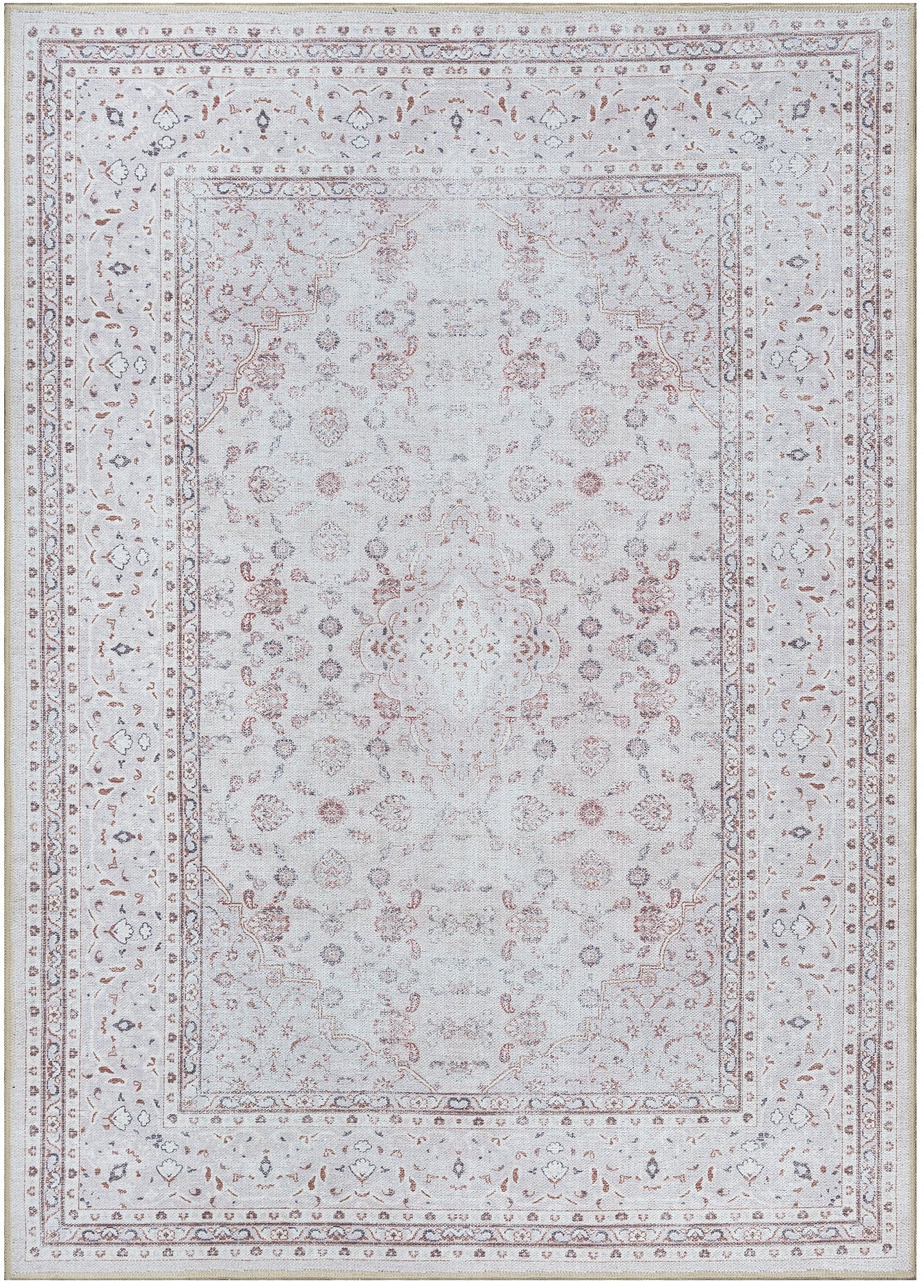 Uşak Blau-Roter Vintage-Kelim-Teppich