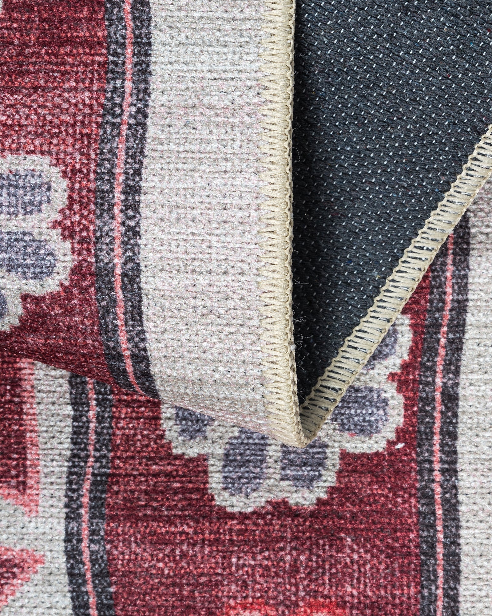 Uşak Blau-Roter Vintage-Kelim-Teppich