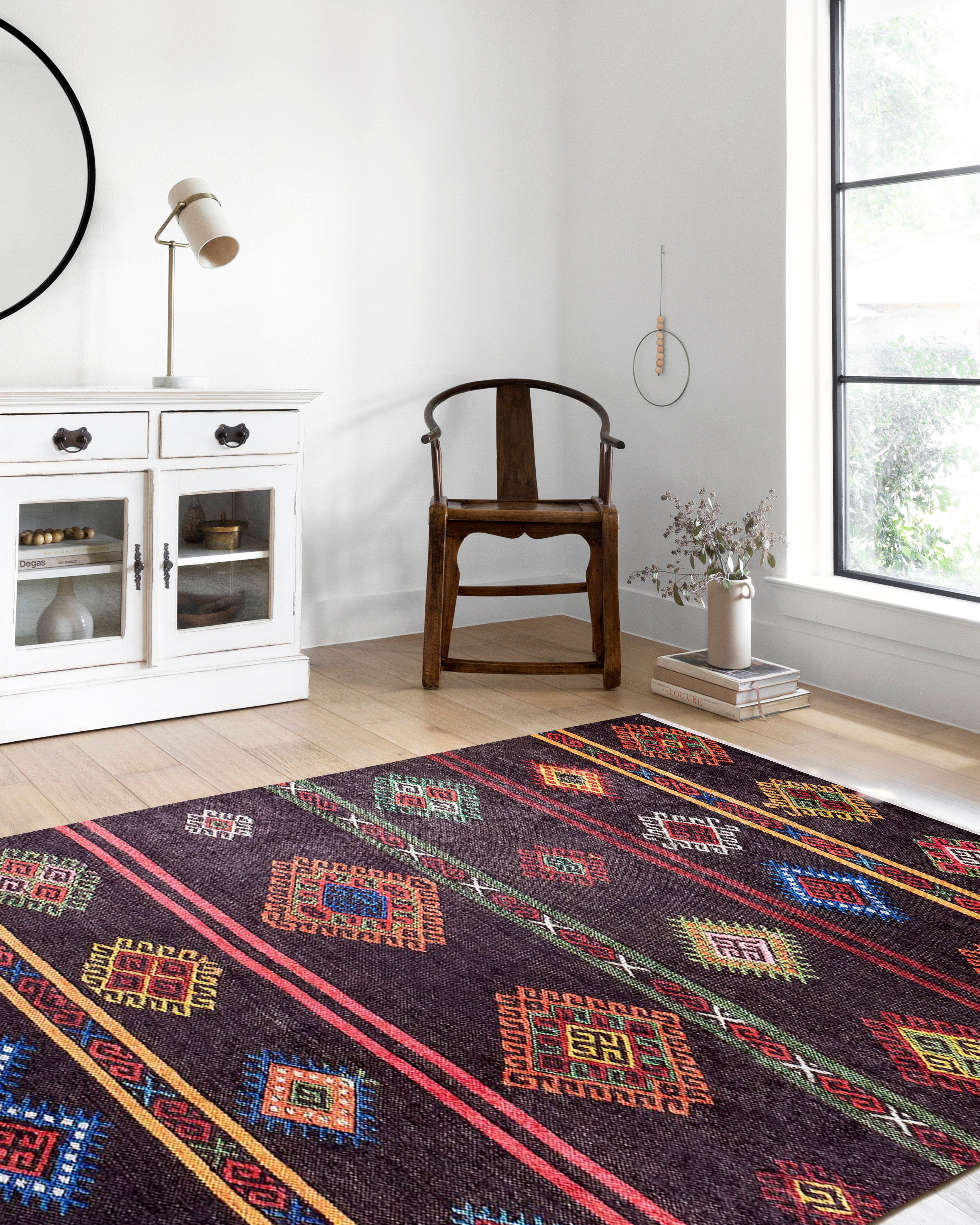 Uşak Koyu Kahverengi Kilim Halısı - Pera Halı