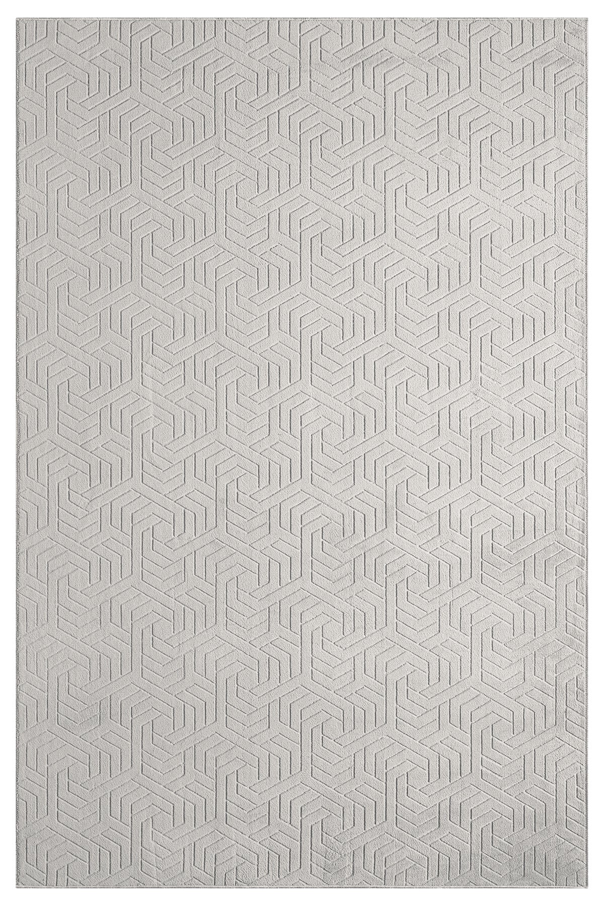 Açık Gri 3D Geometrik Desenli Modern Halı