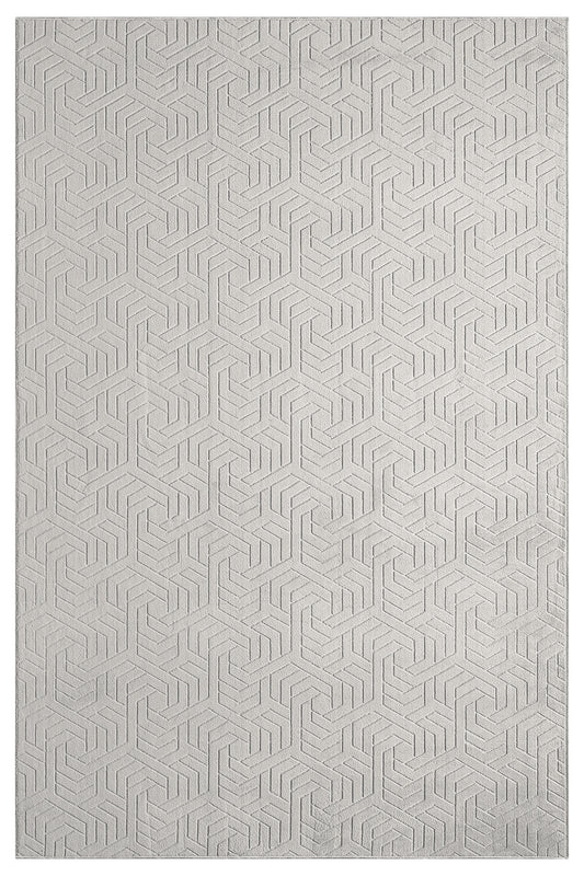 Açık Gri 3D Geometrik Desenli Modern Halı