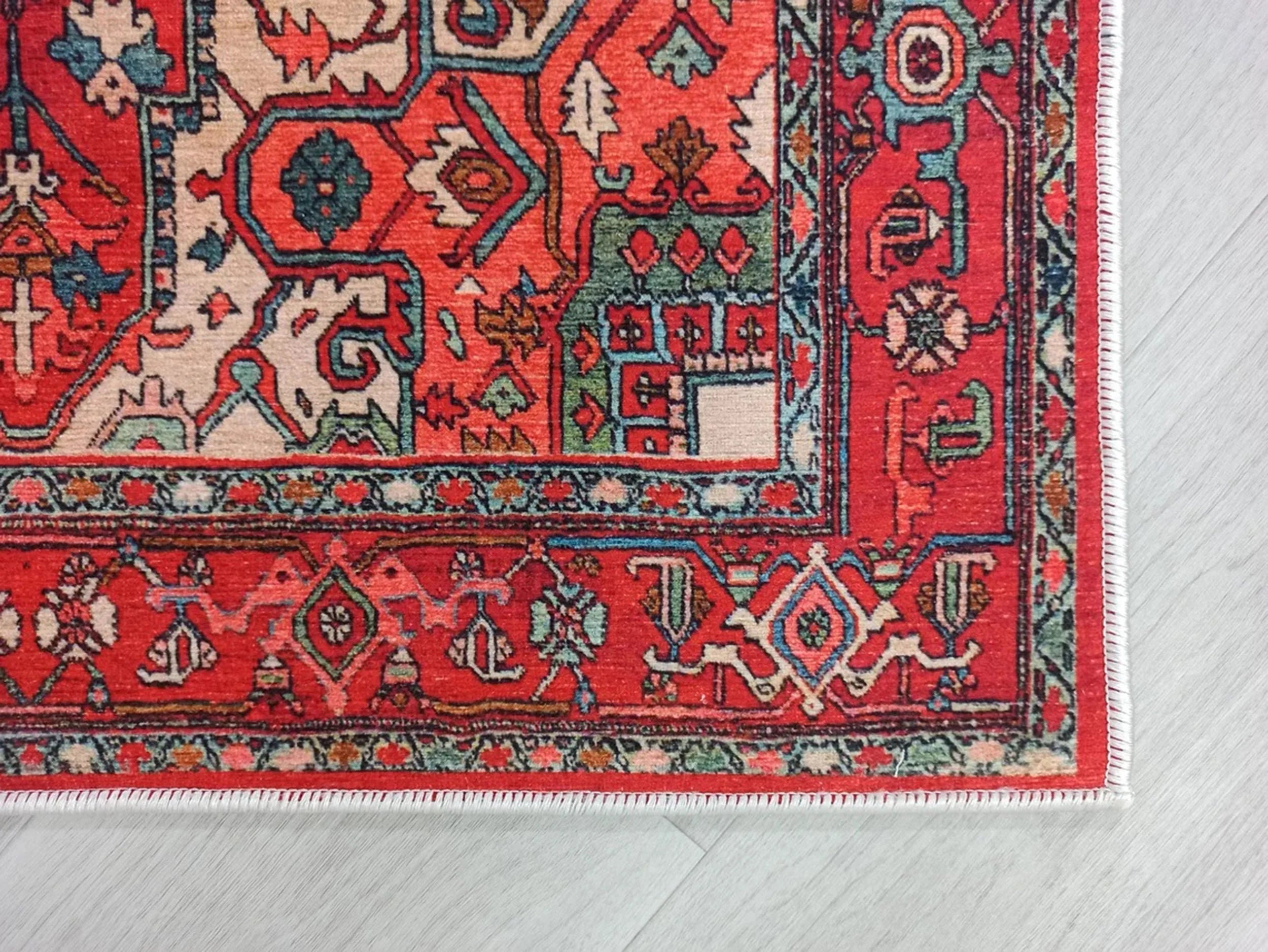 Grauer Vintage-Teppich mit geometrischem Muster