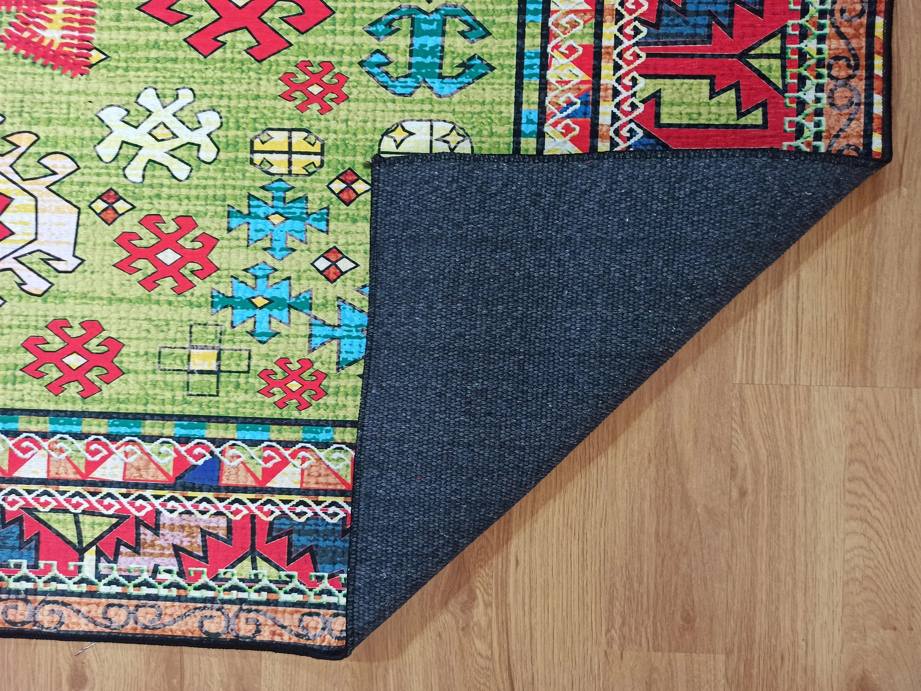 Gray Geometric Patterned Vintage Carpet