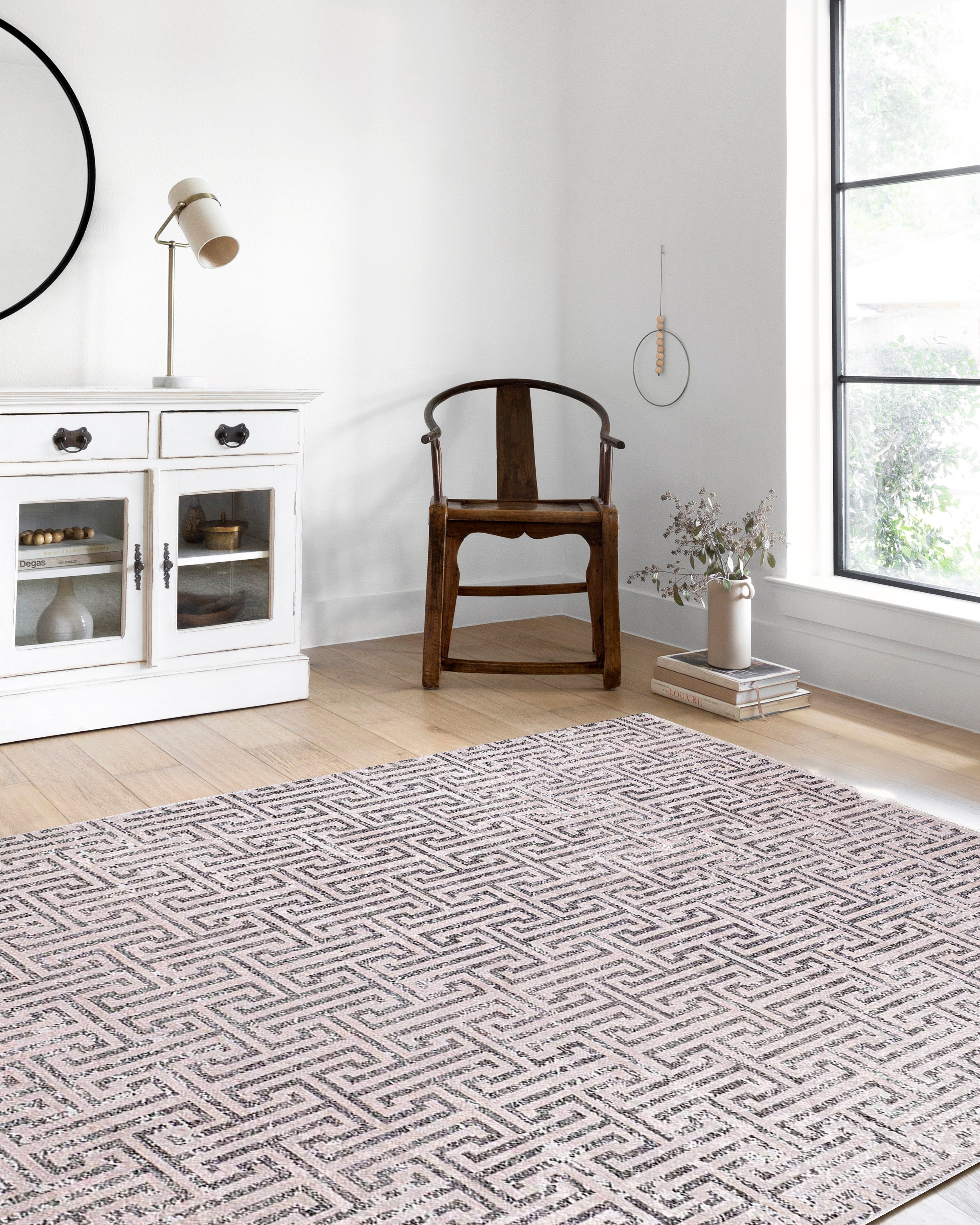 Bej Siyah Geometrik Modern Halı - Pera Halı