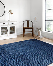 Lacivert Geometrik Modern Halı - Pera Halı