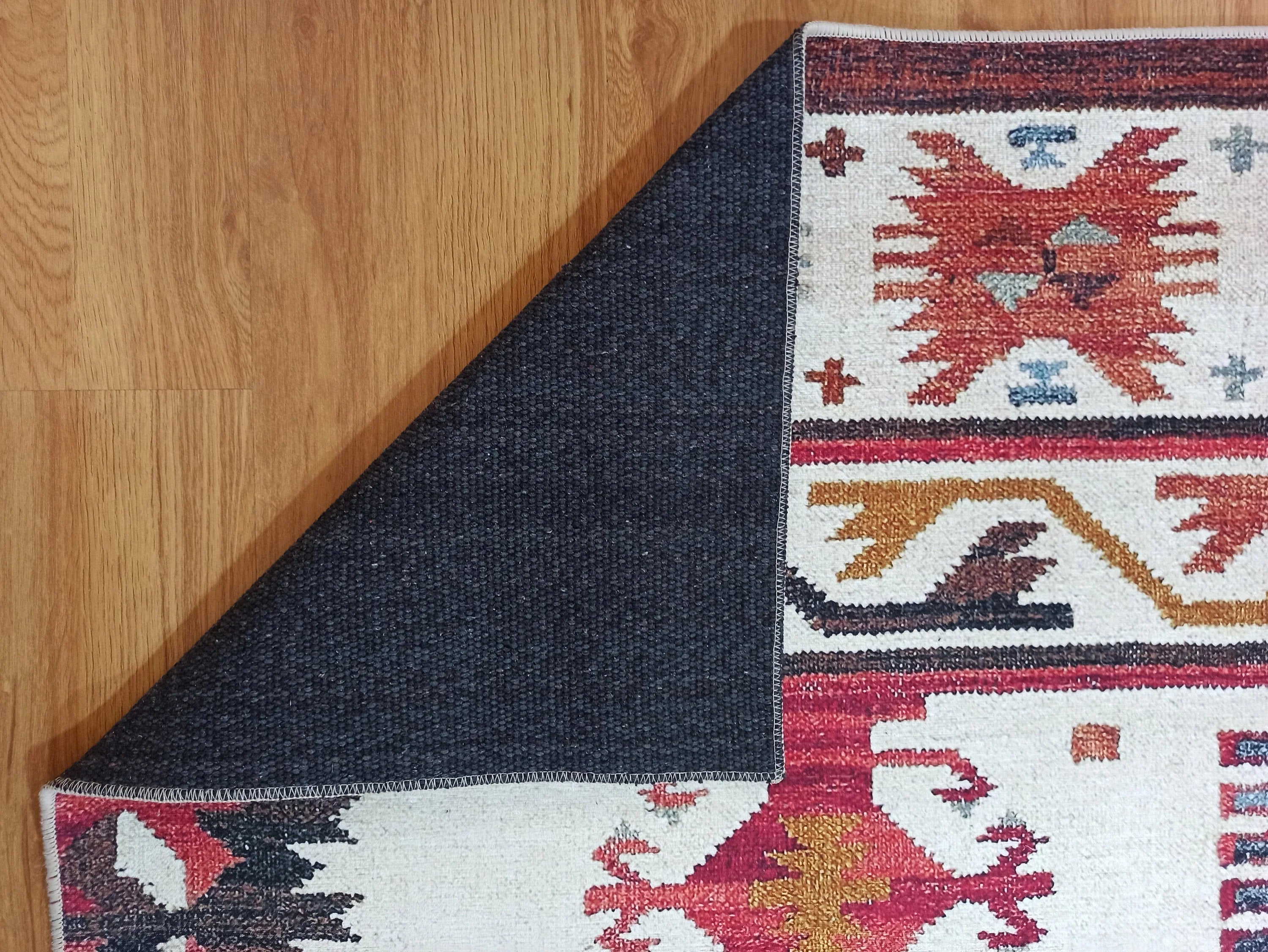 Grauer Vintage-Teppich mit geometrischem Muster