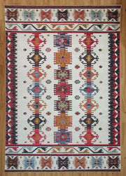 Grauer Vintage-Teppich mit geometrischem Muster