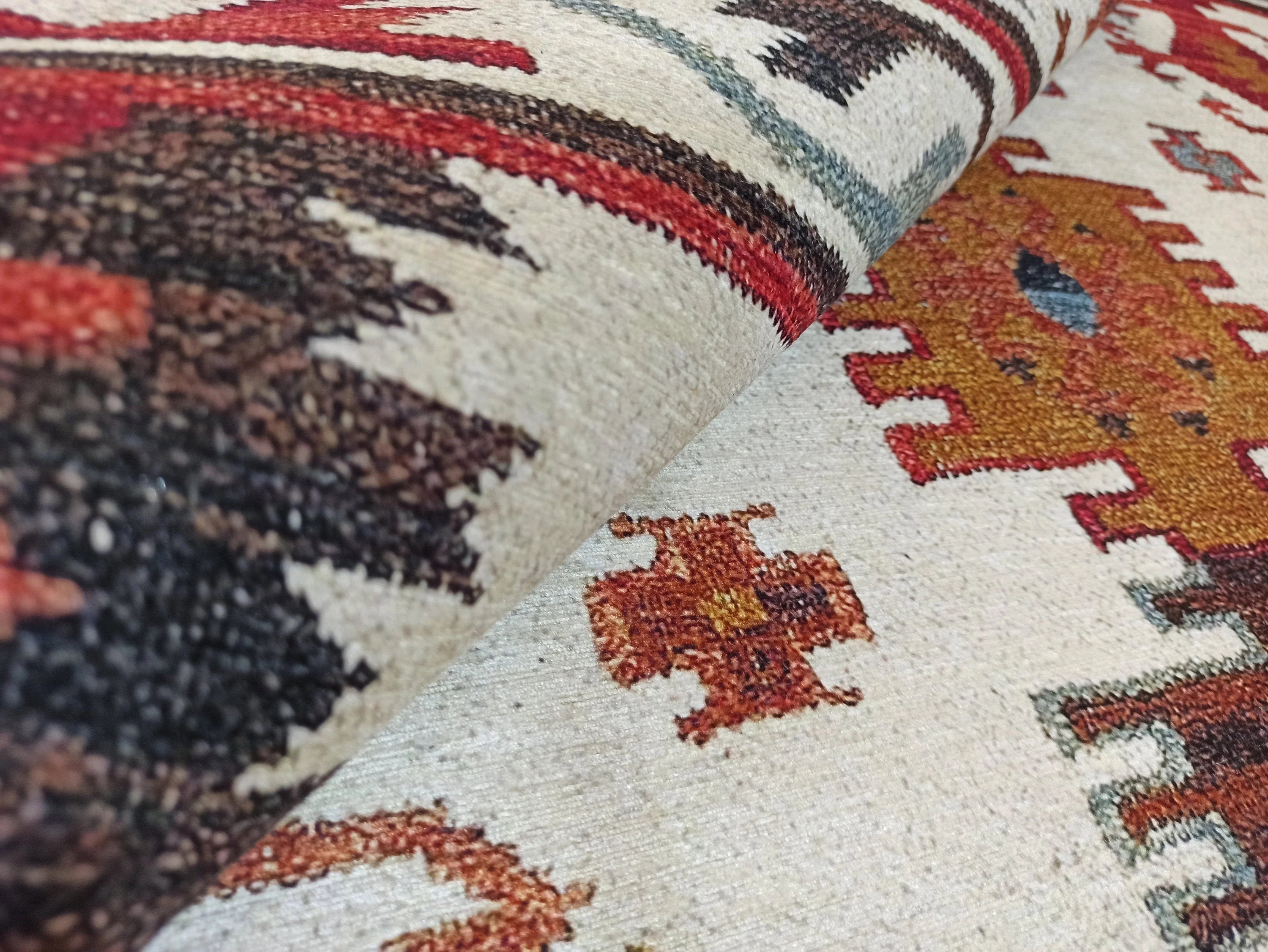 Grauer Vintage-Teppich mit geometrischem Muster