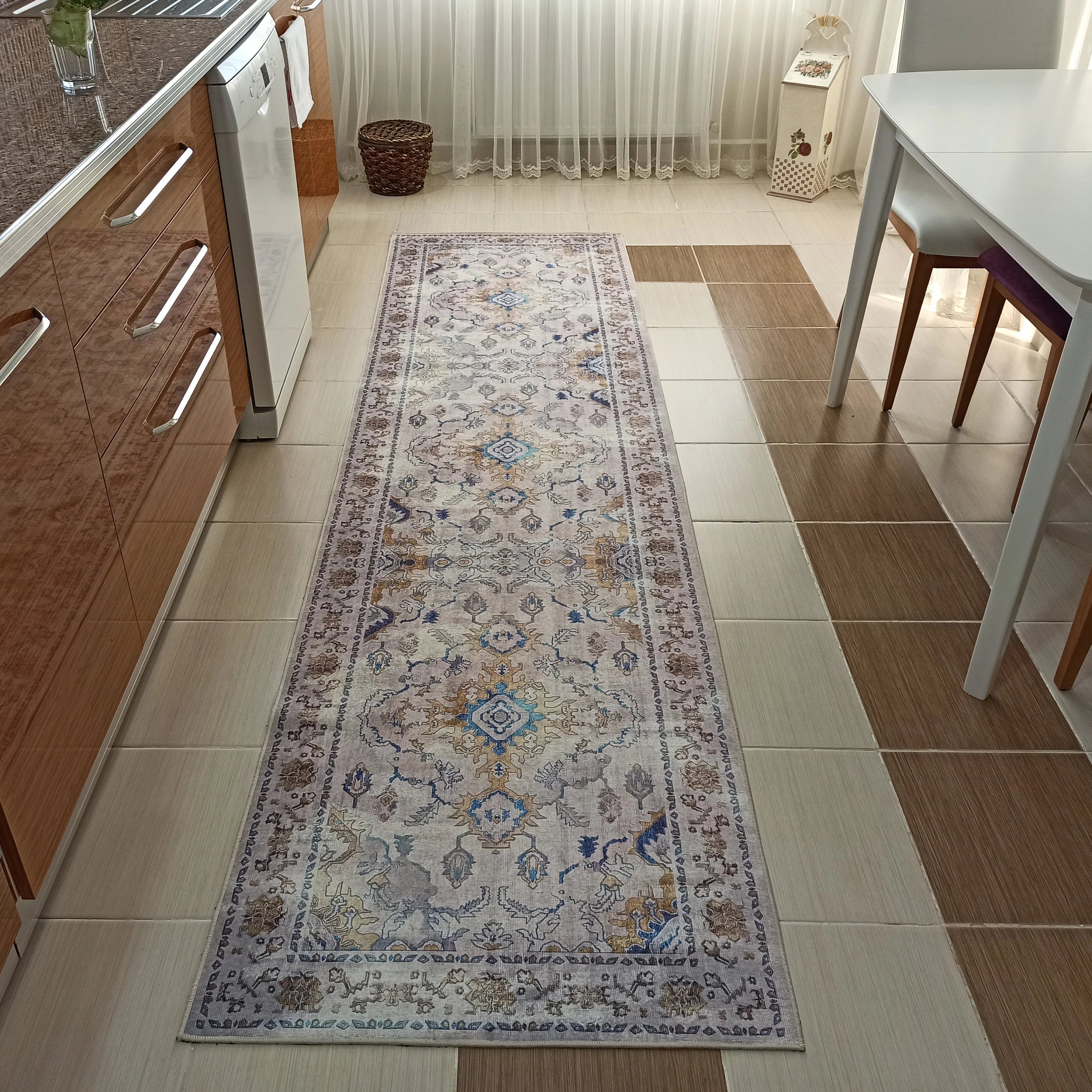 Gray Geometric Patterned Vintage Carpet - CLEARANCE - 12791OU