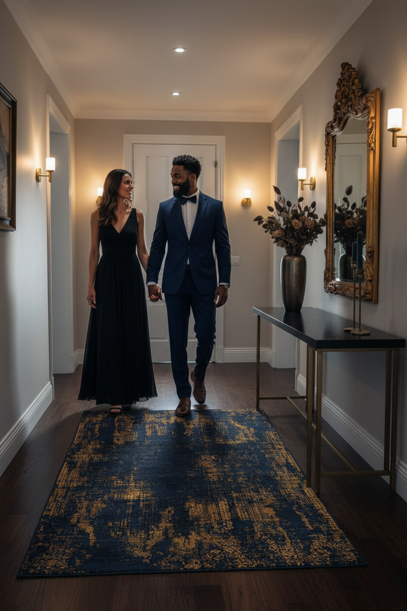 Braunbeiger geometrischer antiker Art Deco Teppich