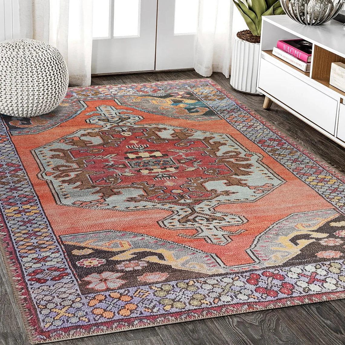 Gray Geometric Patterned Vintage Carpet - CLEARANCE - 15008KOU
