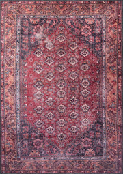 Bordo ve Lacivert Geometrik Desenli Geleneksel Halı