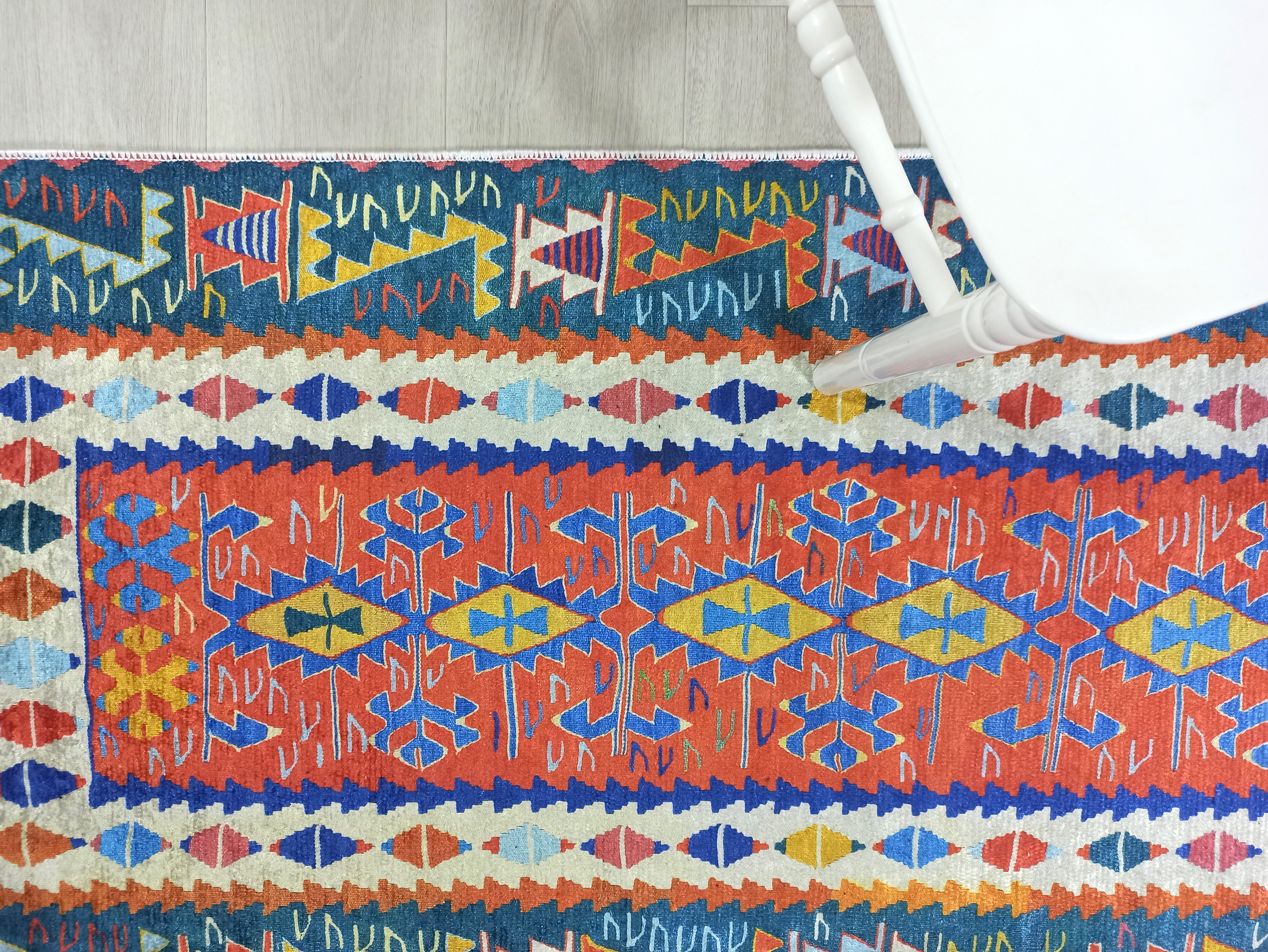 Kilim Tarzı Çok Renkli Modern Çizgili Halı - Pera Halı