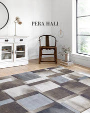 Modern Geometrik Kahve Gri Halı