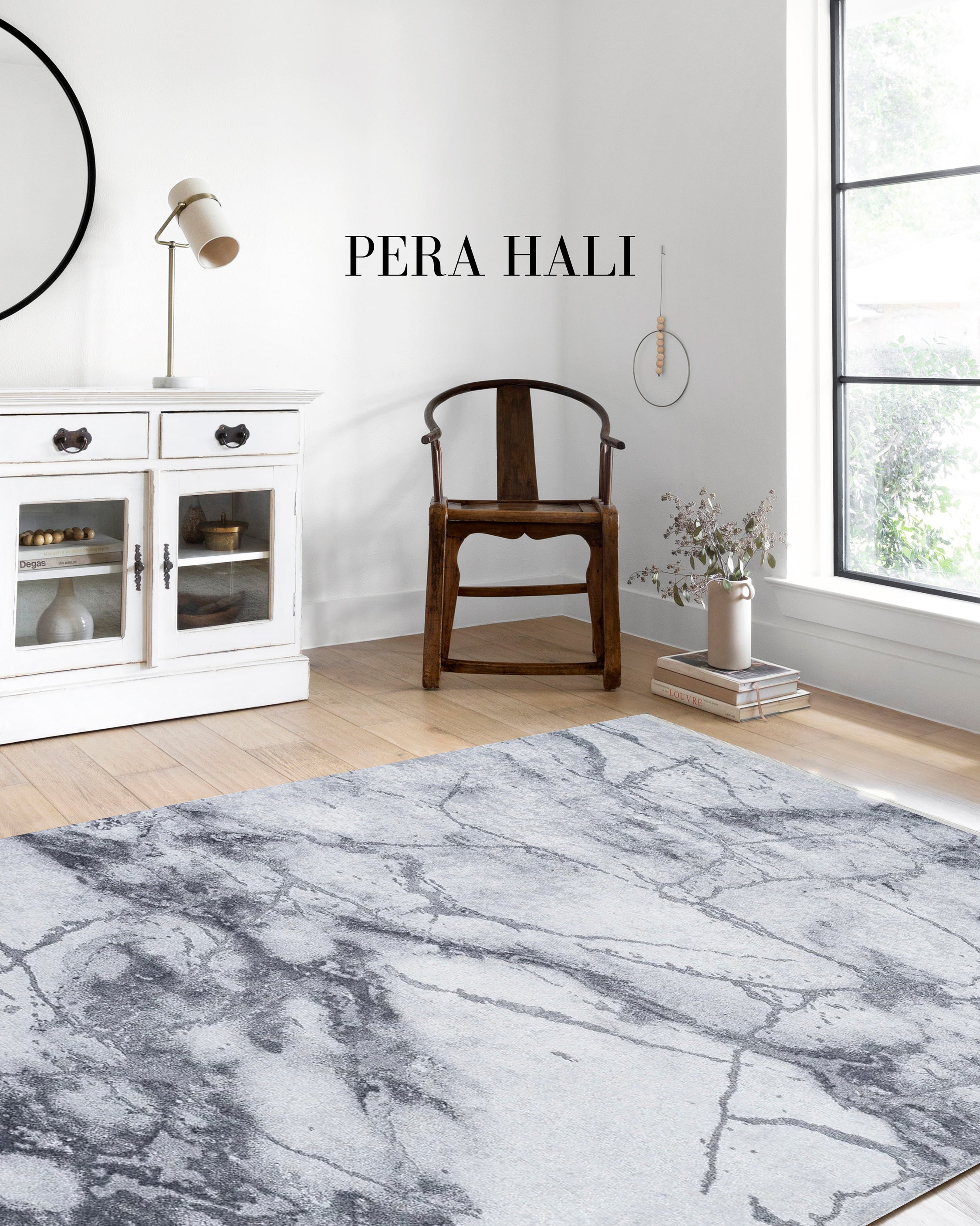 Mermer Gri Modern Halı