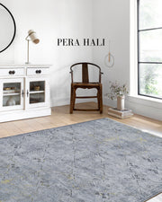 Gri Sarı Vurgulu Otantik Halı