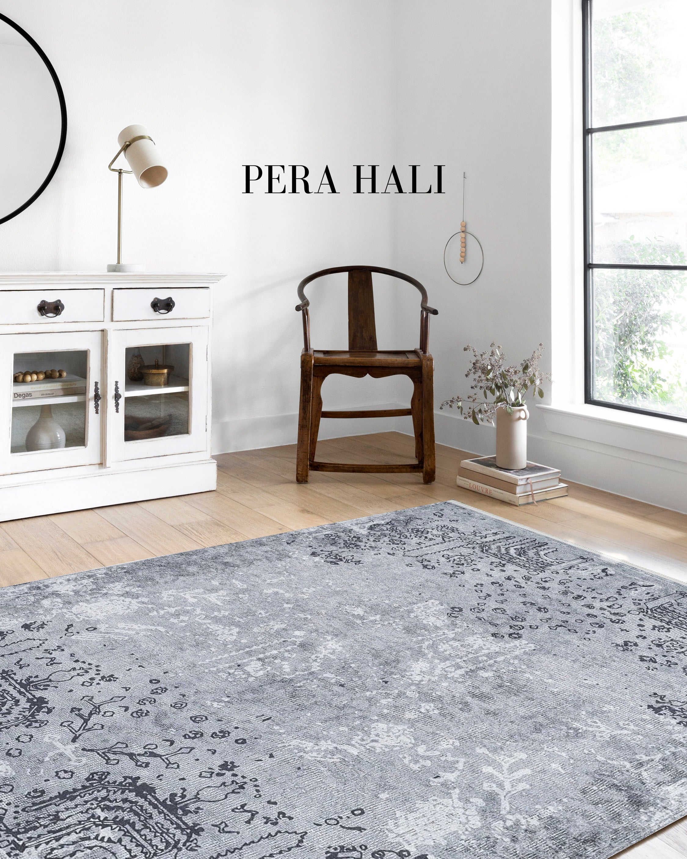 Açık Gri Vintage Halı