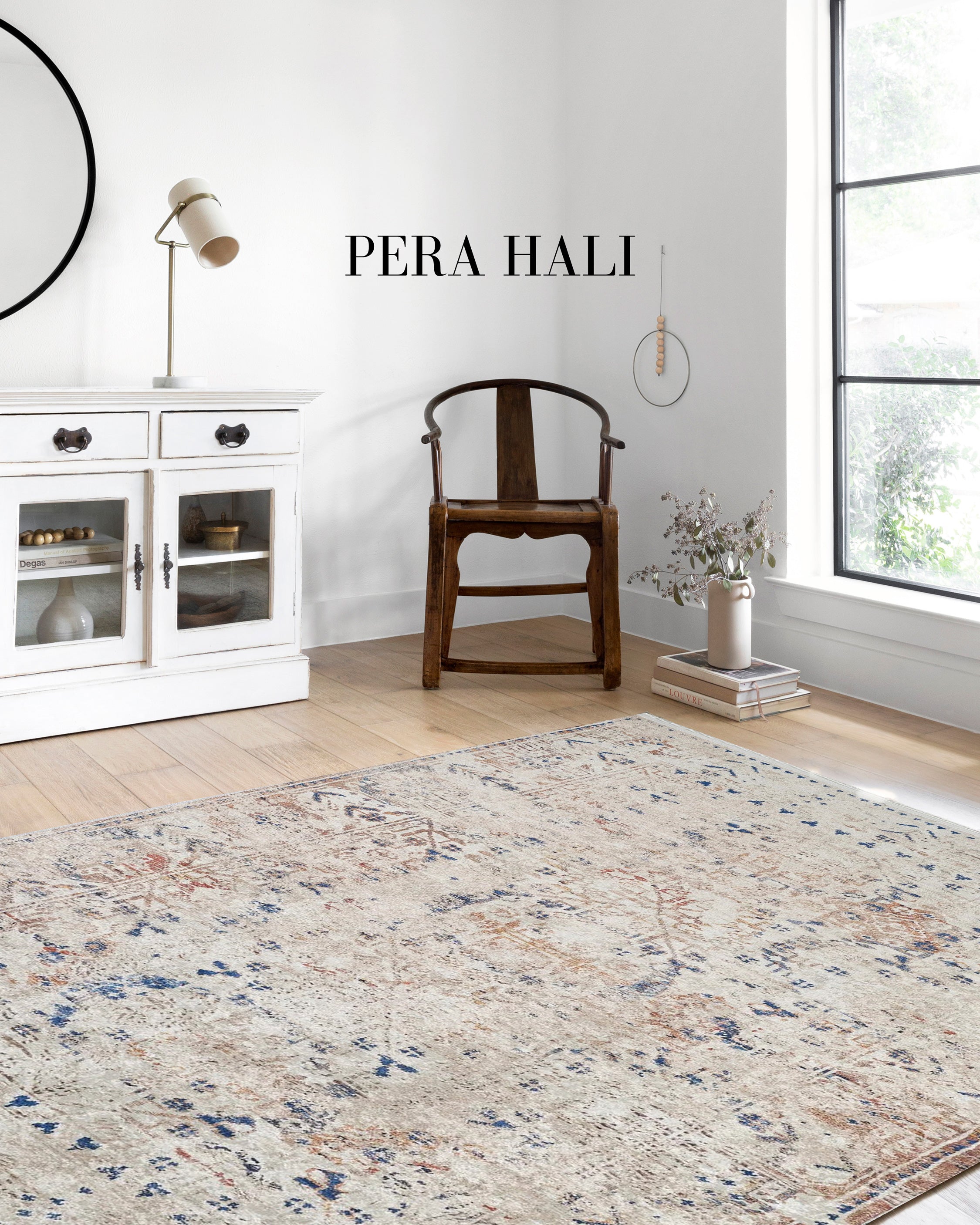 Vintage Otantik Yıkanabilir Bej Halı